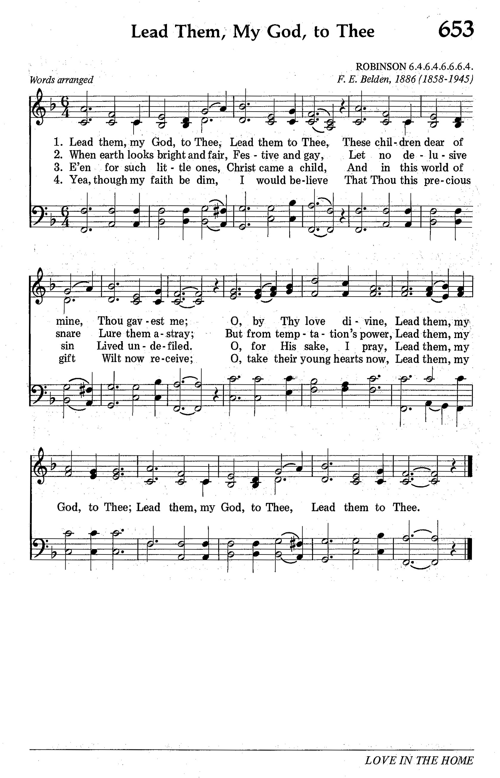 Hymn Sheet for Lead Them, My God, to Thee