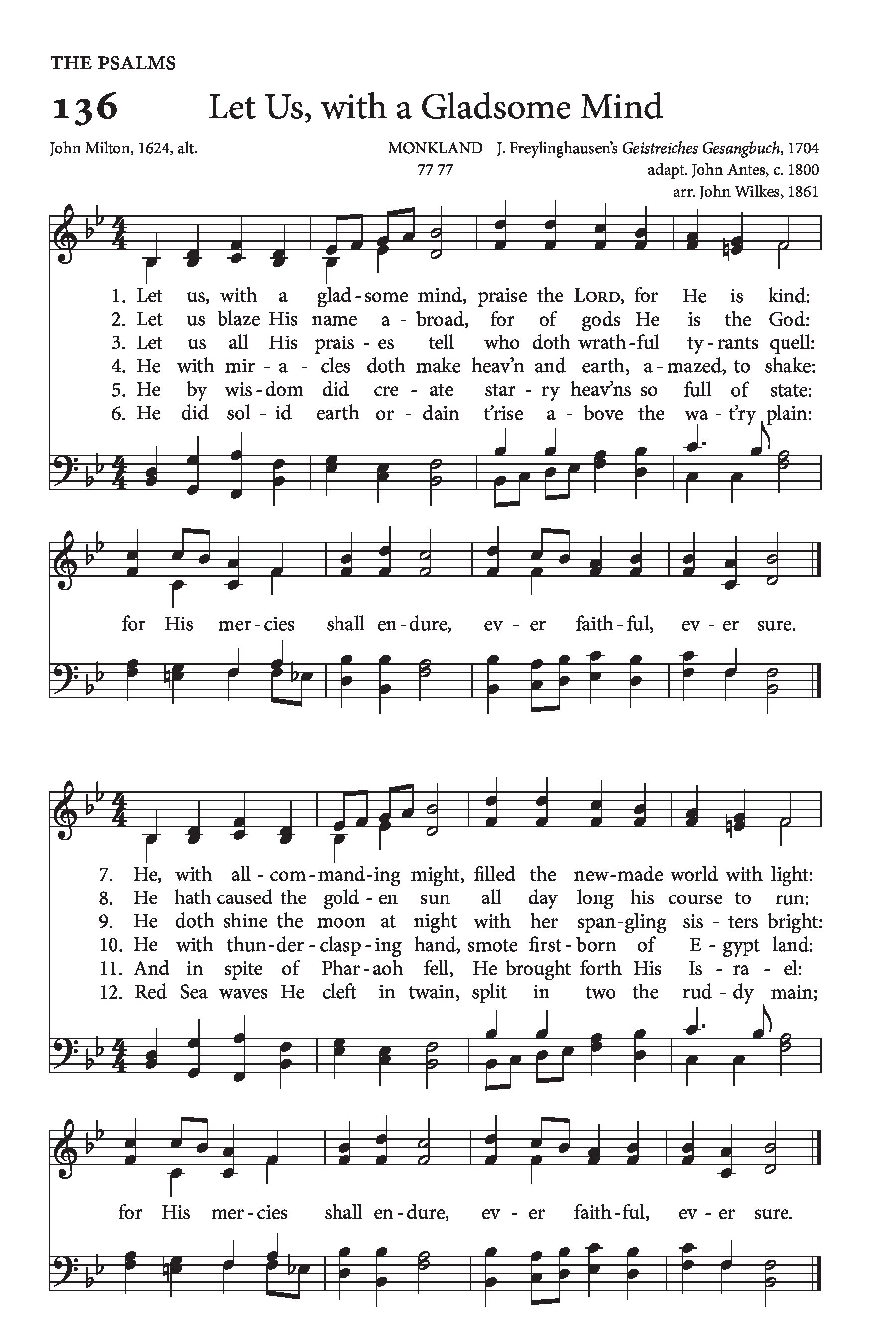 Hymn Sheet for Let Us With a Gladsome Mind