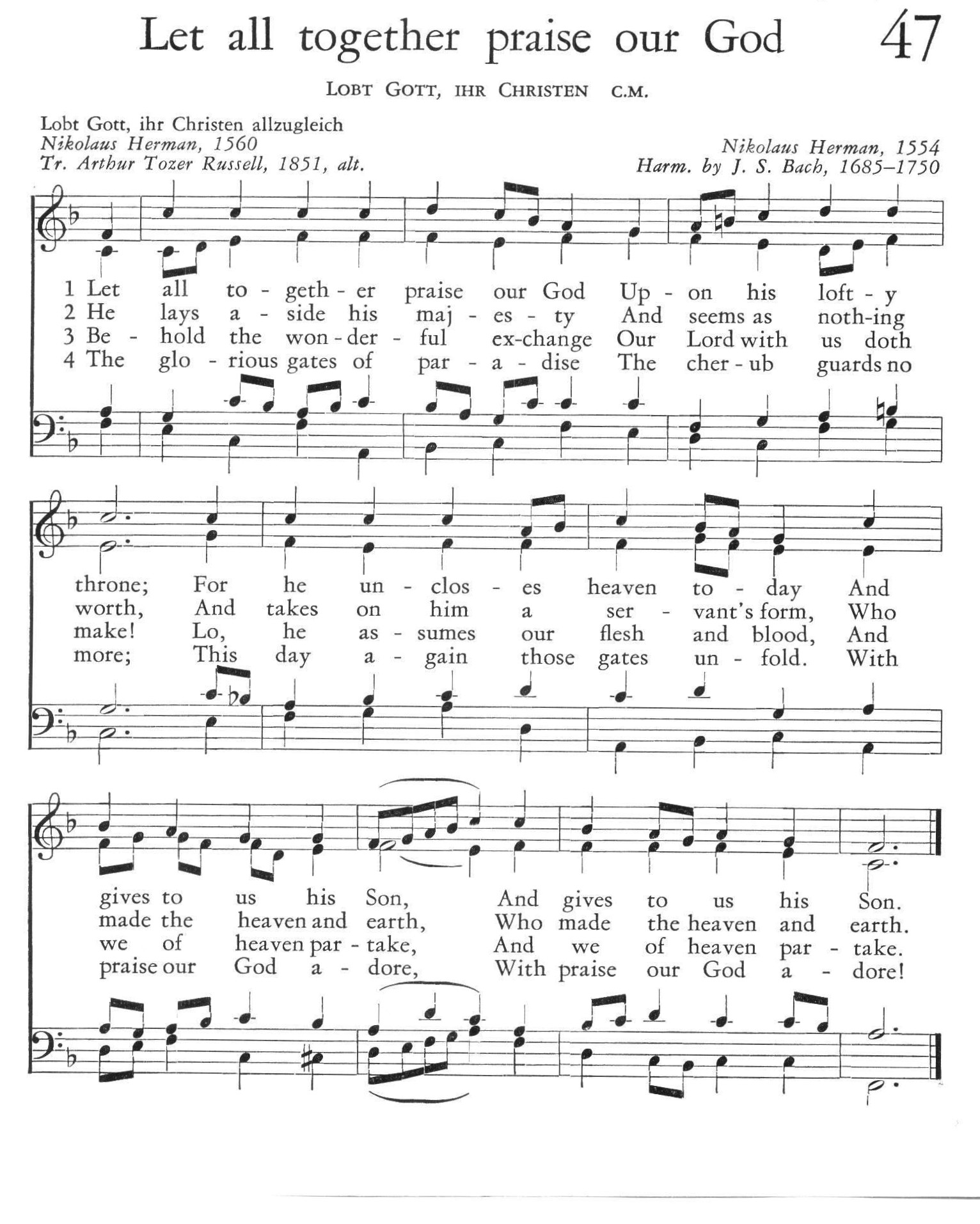 Hymn Sheet for Let All Together Praise Our God
