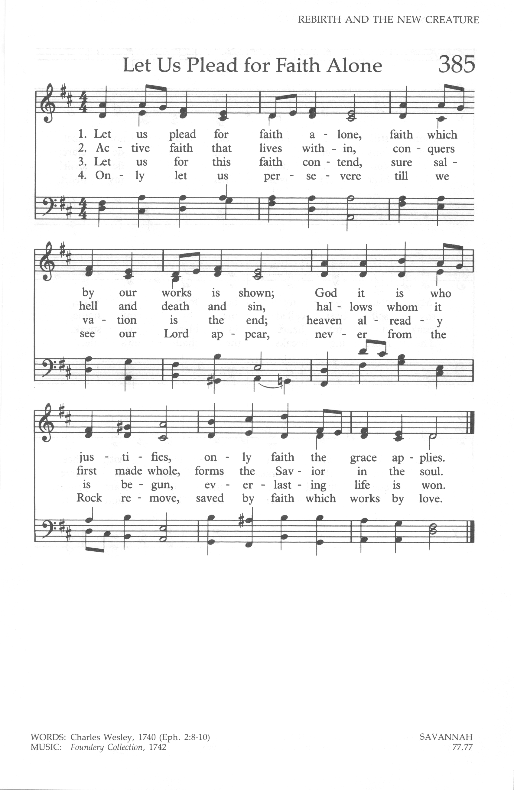 Hymn Sheet for Let us Plead for Faith Alone