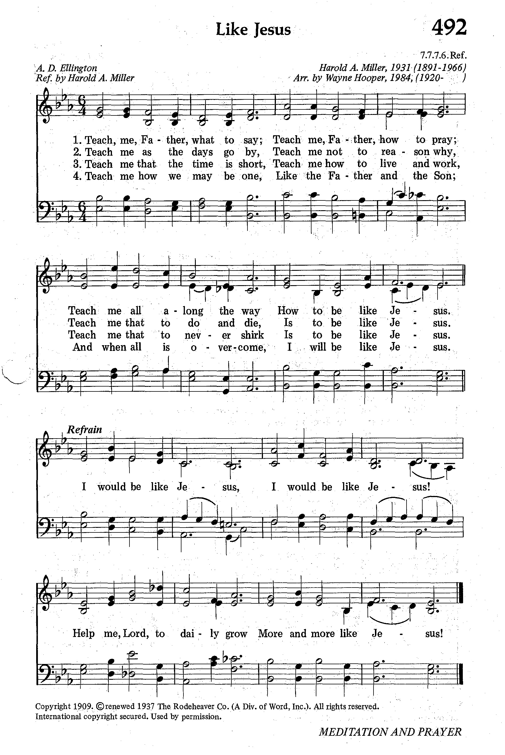 Hymn Sheet for Like Jesus (Teach me, Father, what to say)
