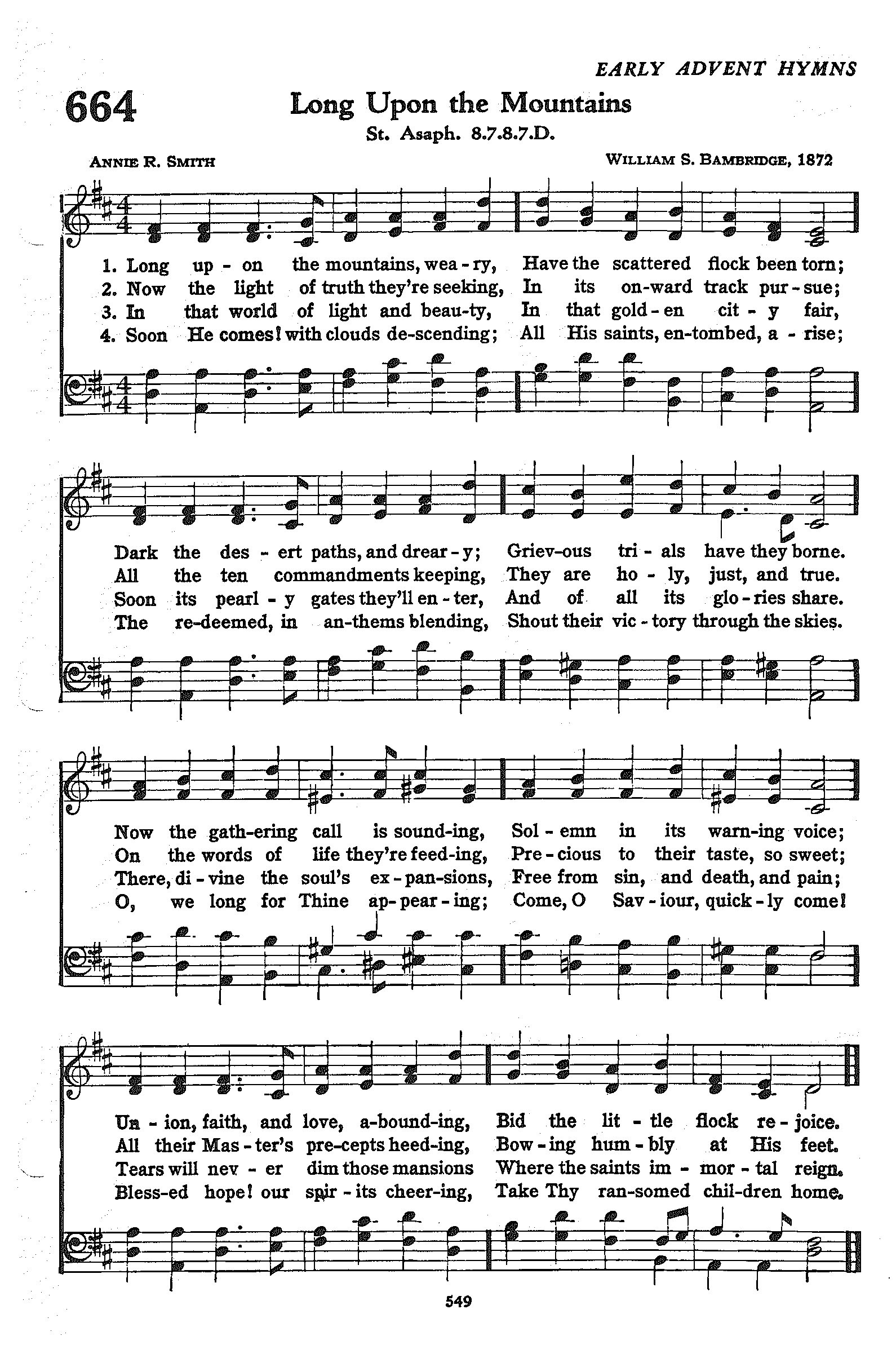 Hymn Sheet for Long Upon the Mountains