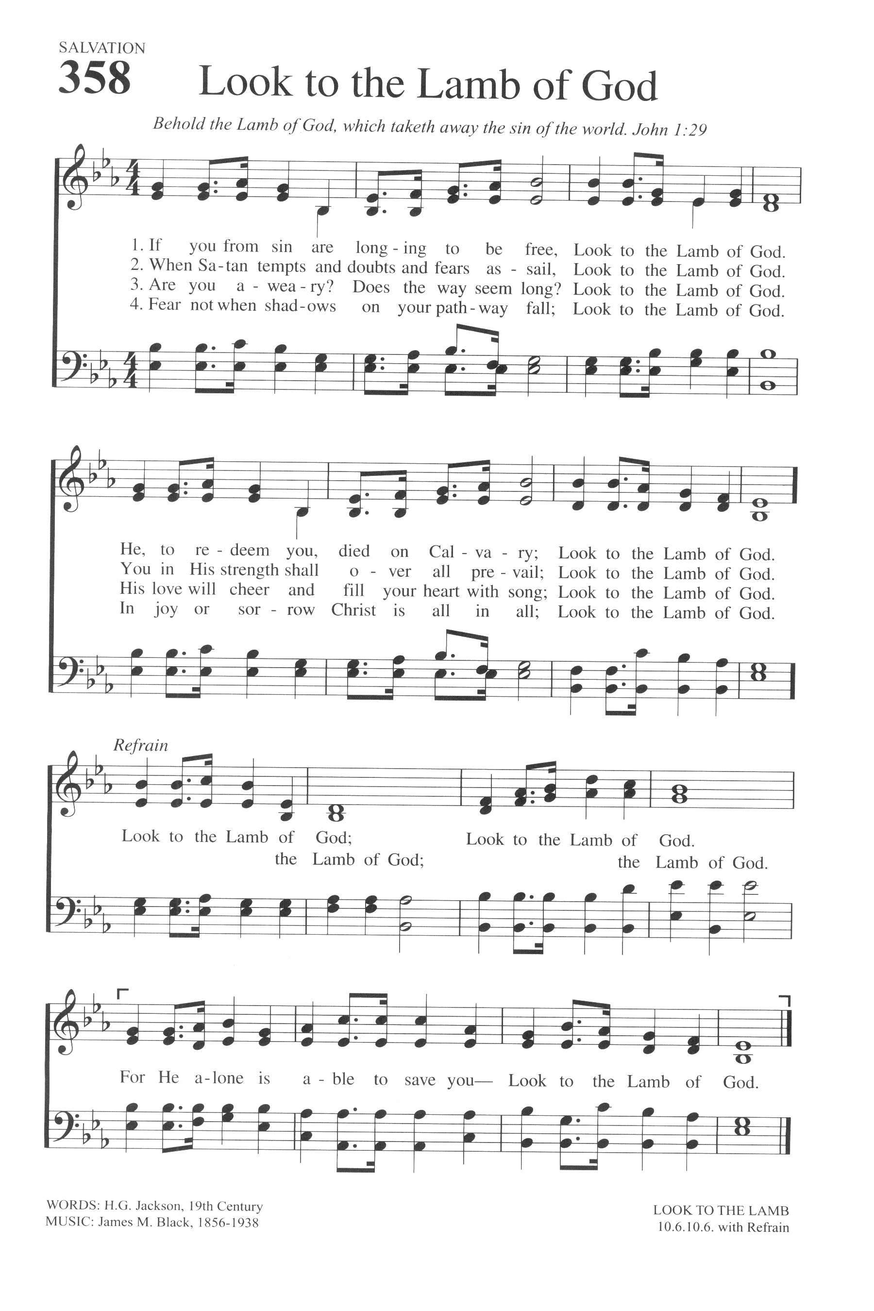 Hymn Sheet for Look to the Lamb of God