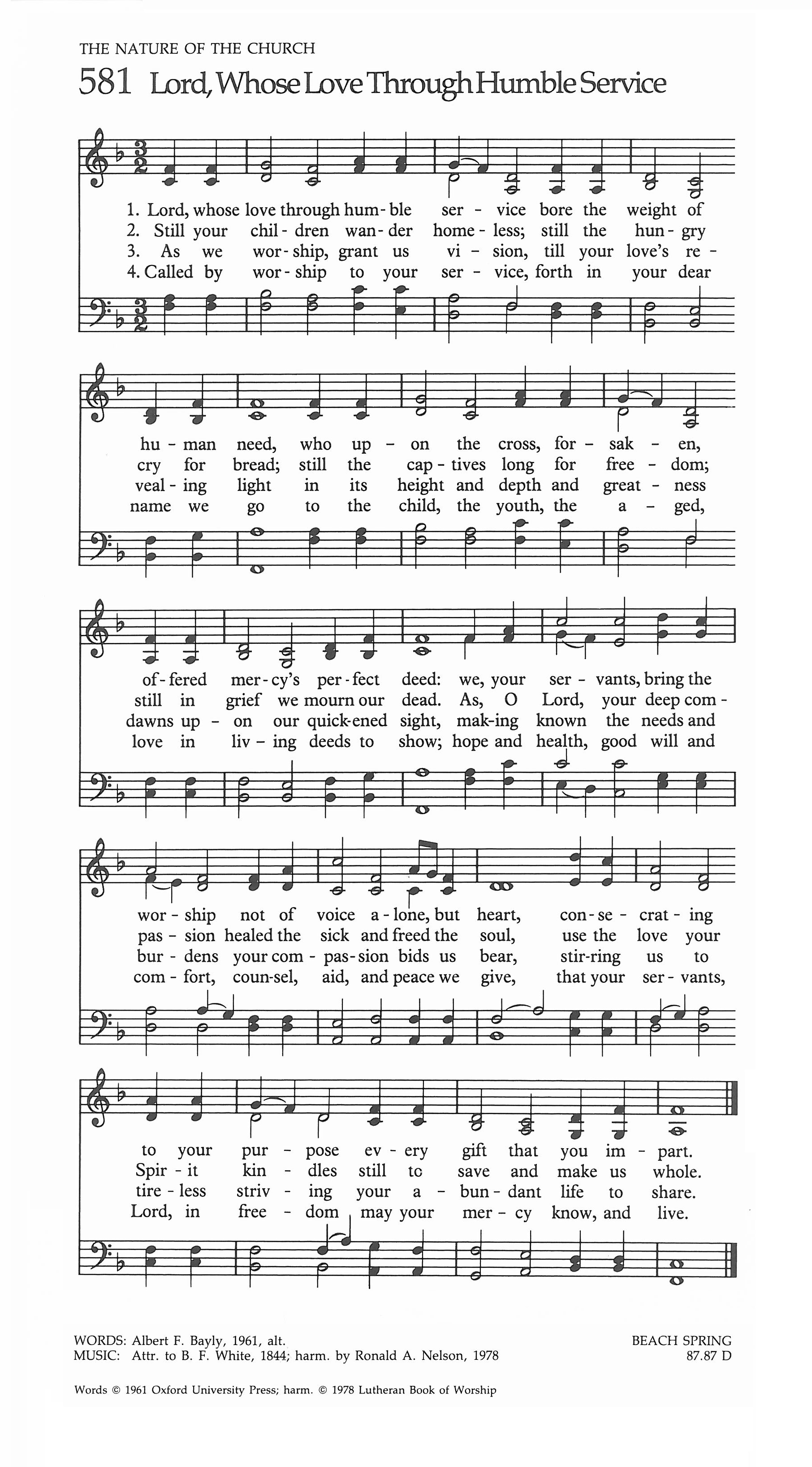 Hymn Sheet for Lord, Whose Love in Humble Service