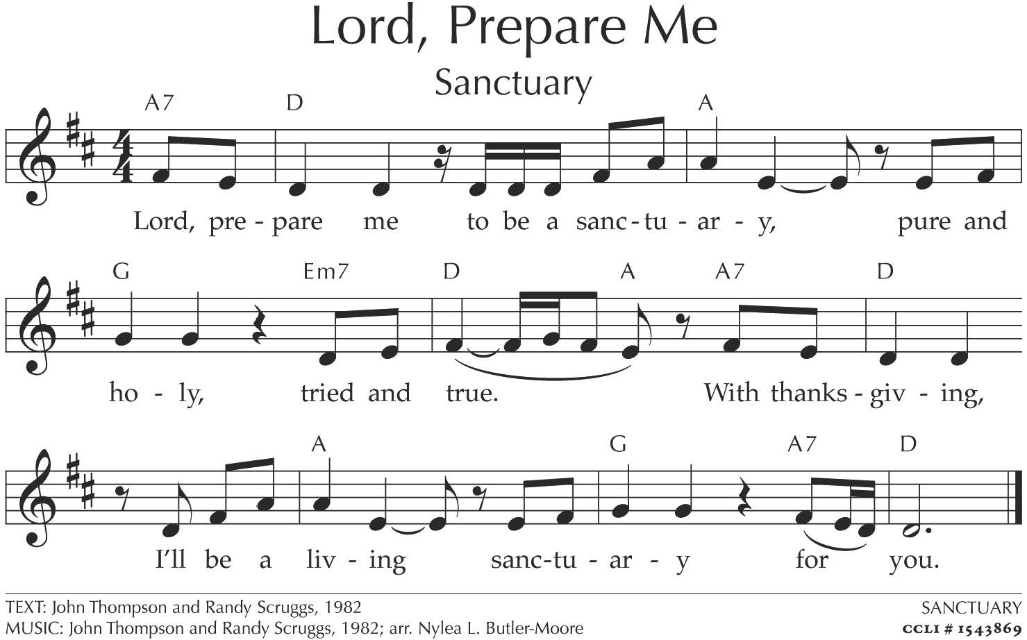 Hymn Sheet for Lord, Prepare Me to Be a Sanctuary