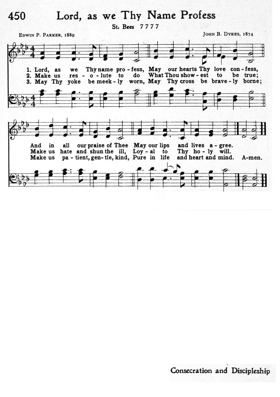 Hymn Sheet for Lord, as We Thy Name Profess