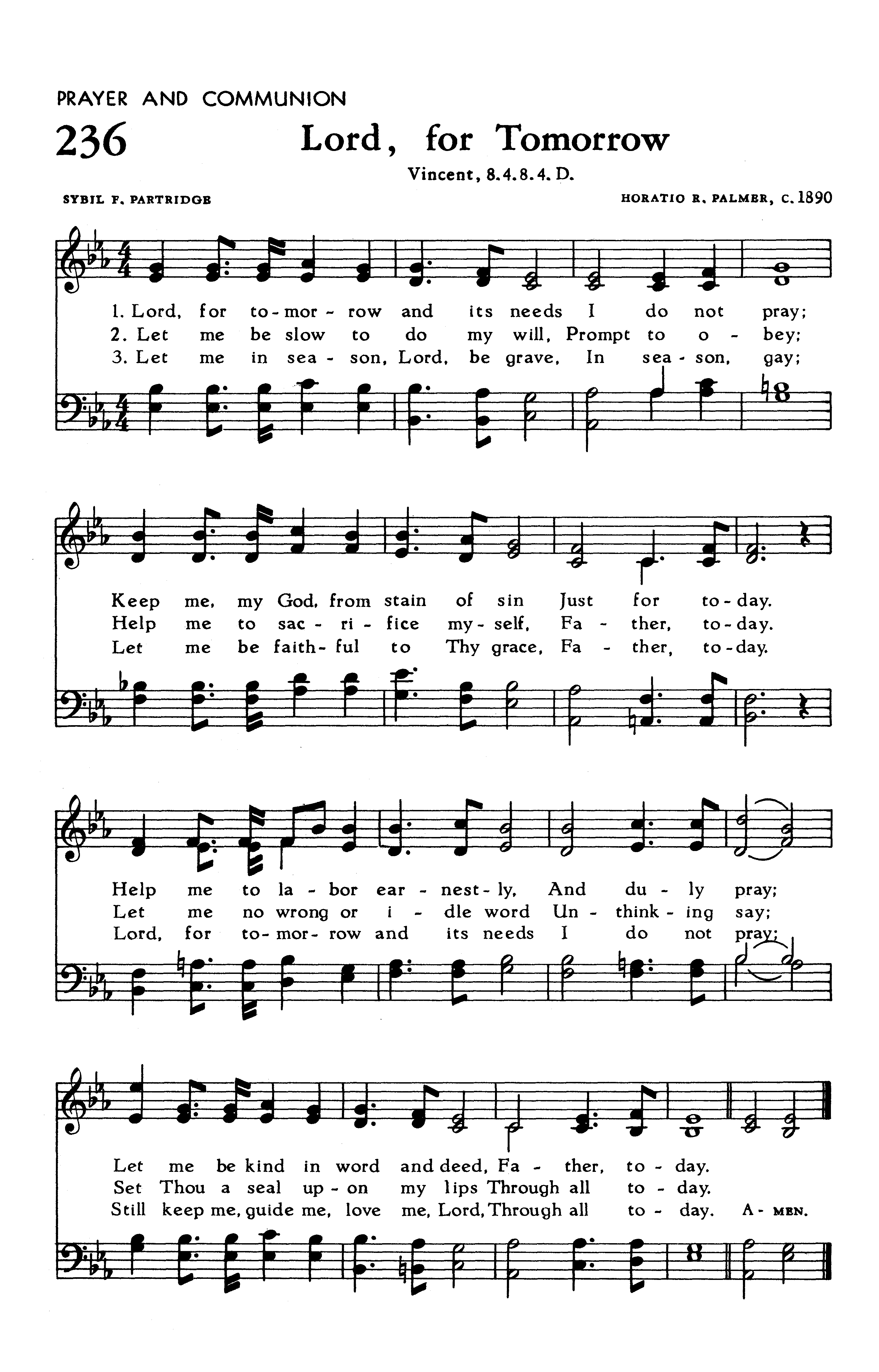Hymn Sheet for Lord, for Tomorrow and its Needs