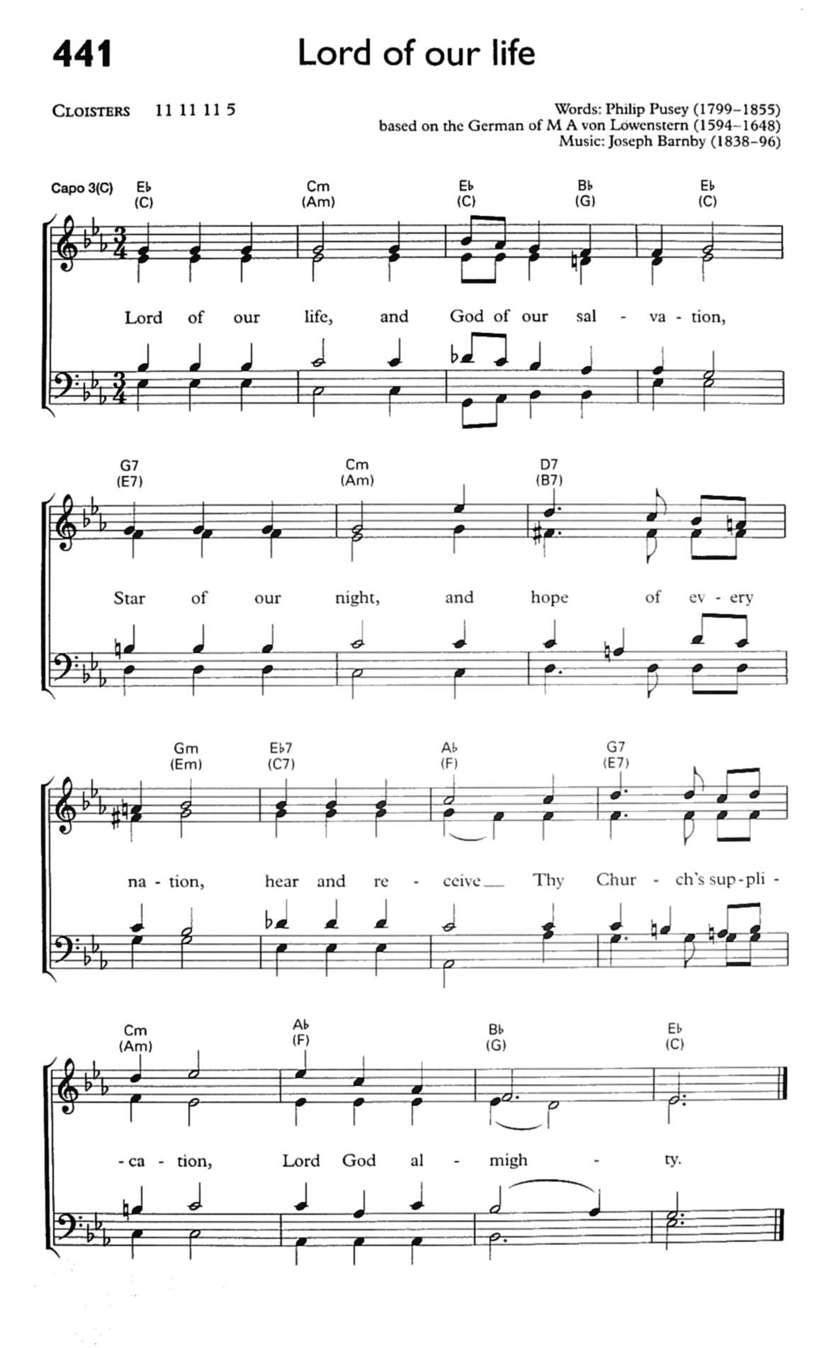 Hymn Sheet for Lord of Our Life, and God of Our Salvation