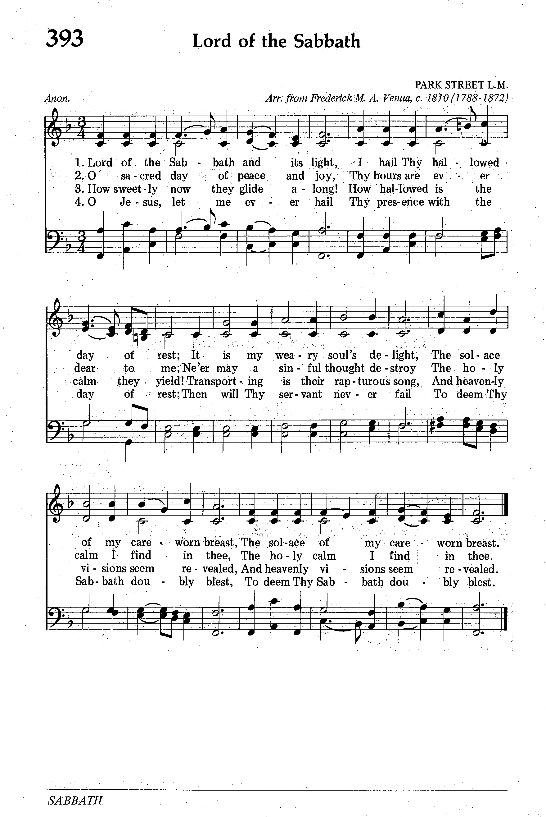 Hymn Sheet for Lord of the Sabbath