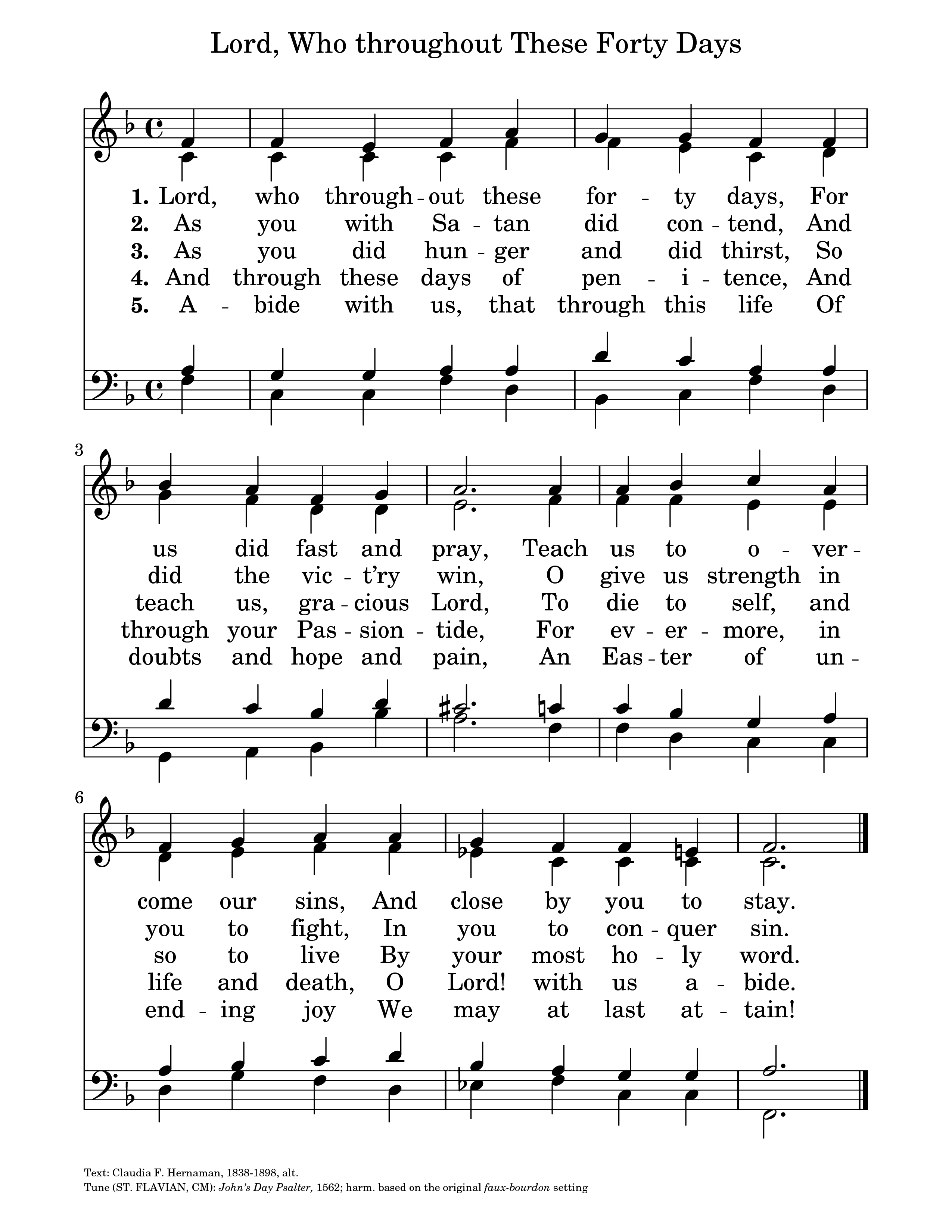 Hymn Sheet for Lord, Who Throughout These Forty Days