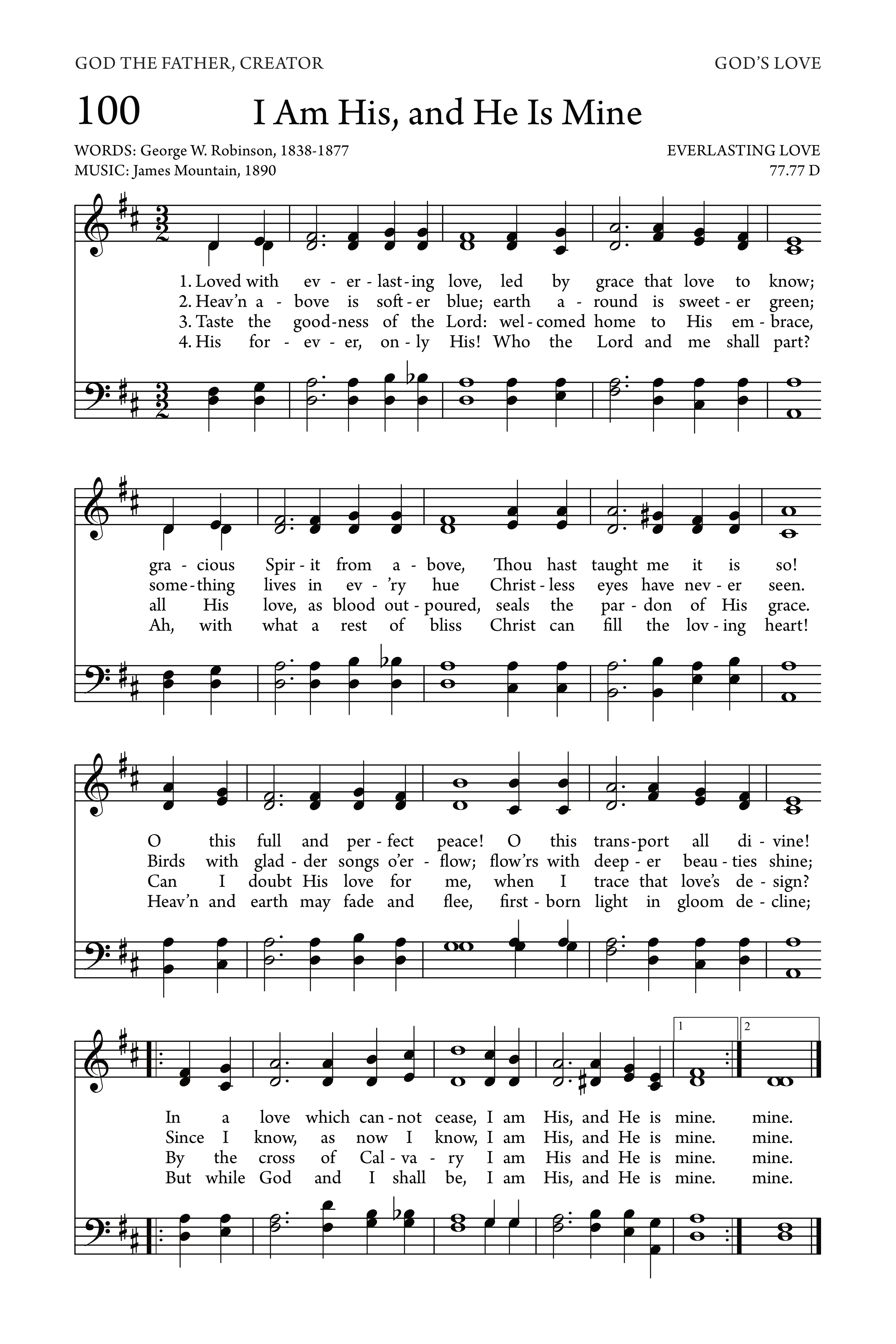 Hymn Sheet for Loved With Everlasting Love