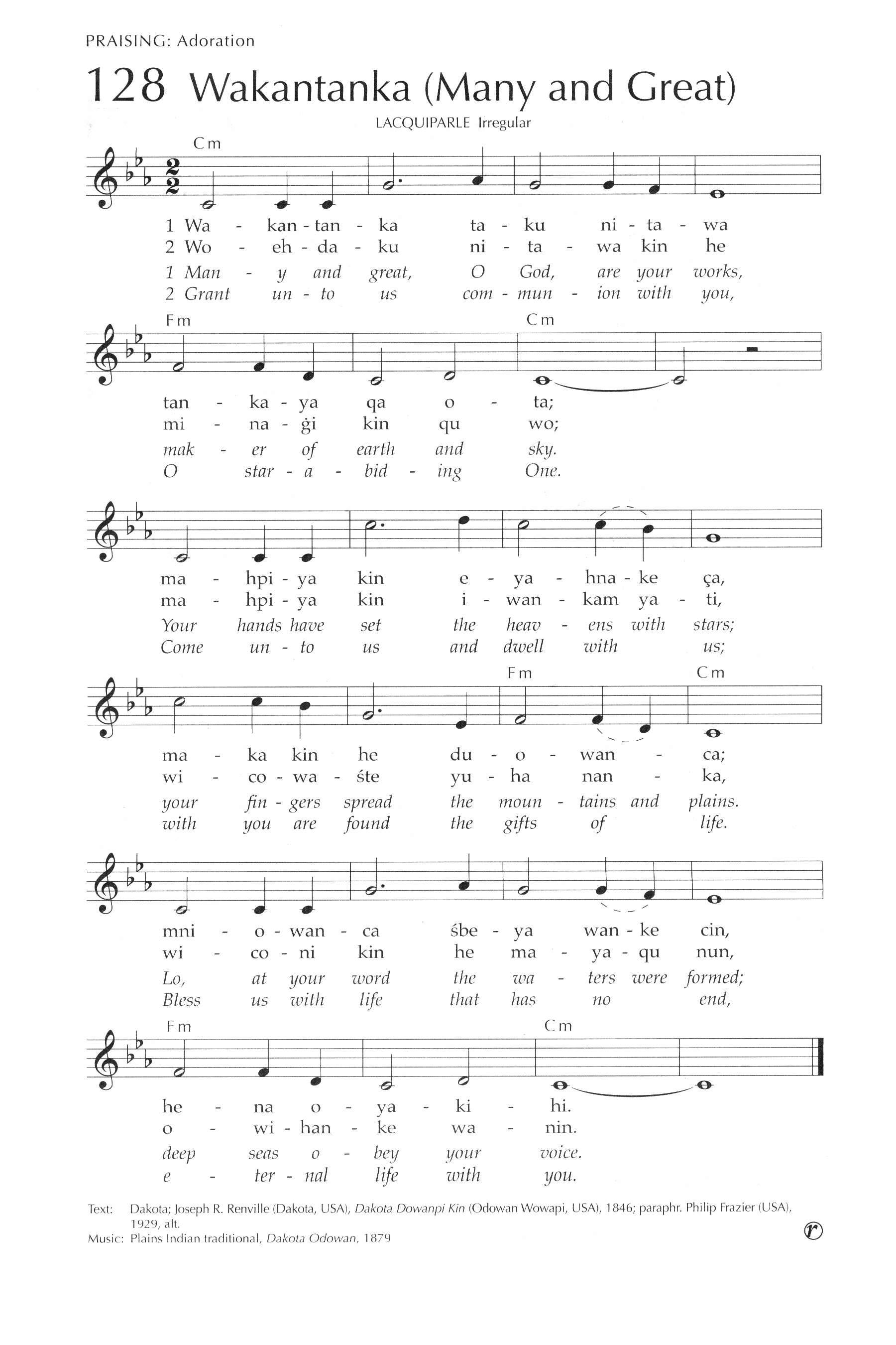 Hymn Sheet for Many and Great, O God, Are Your Works