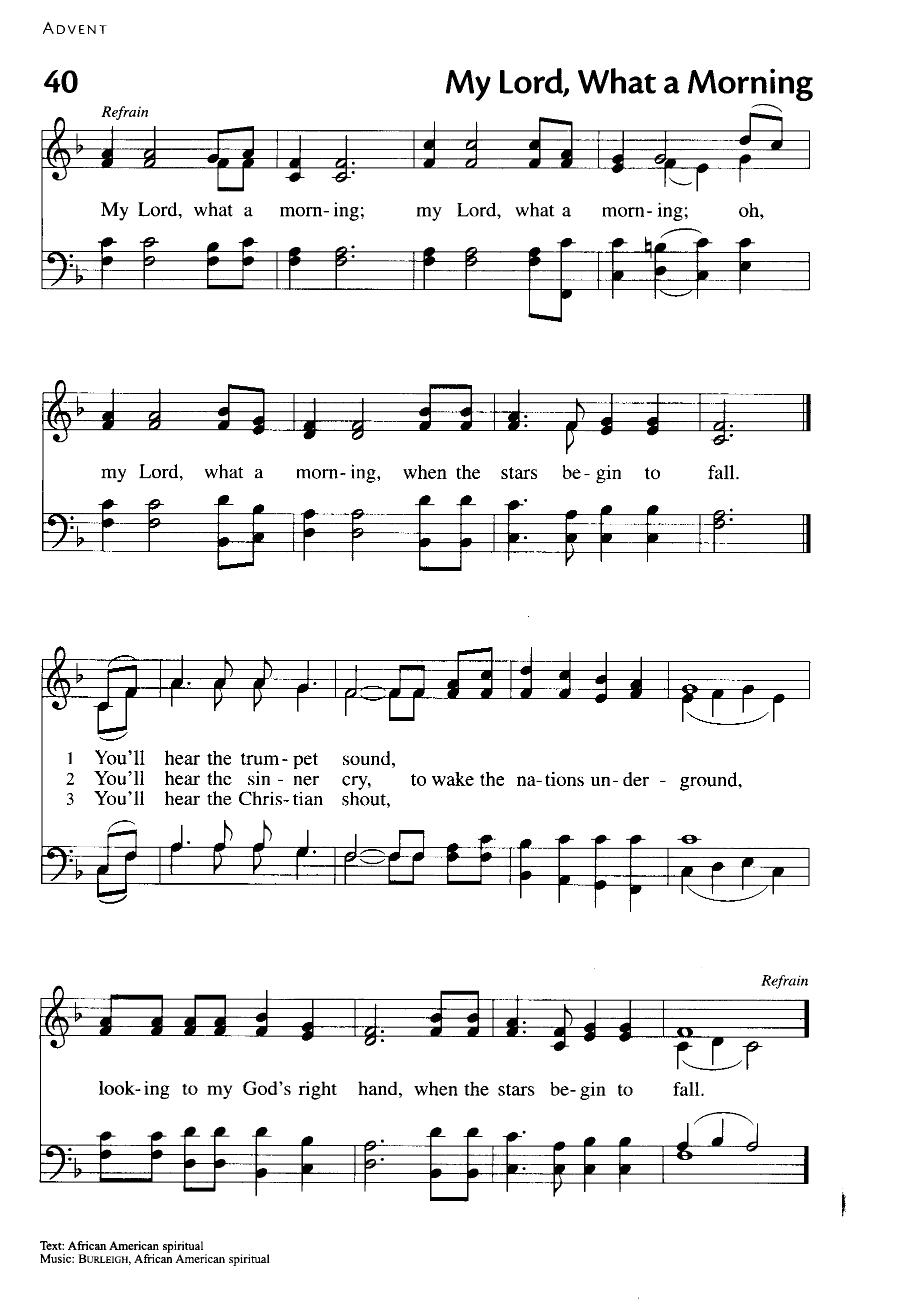 Hymn Sheet for My Lord, What a Morning