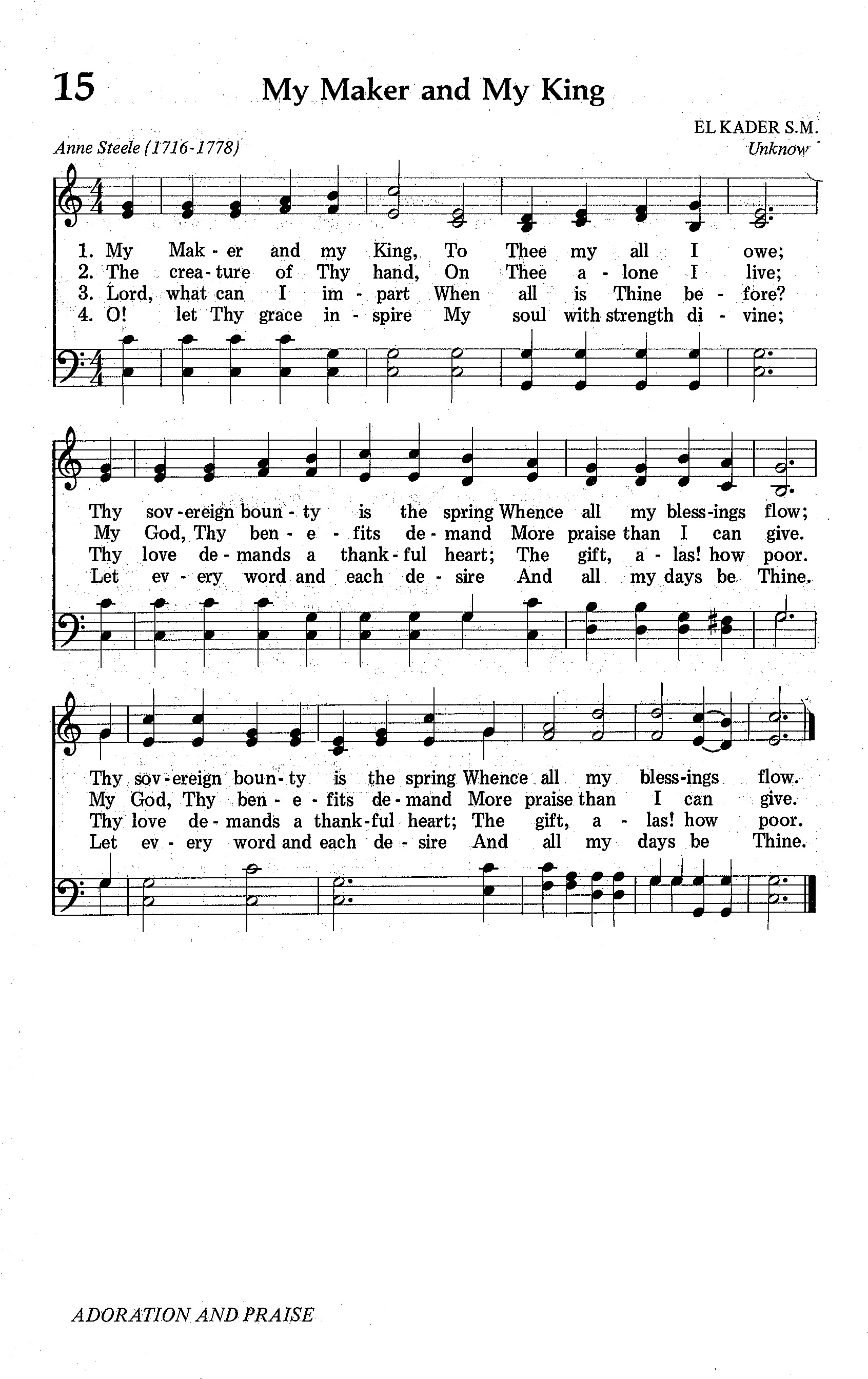 Hymn Sheet for My Maker and My King
