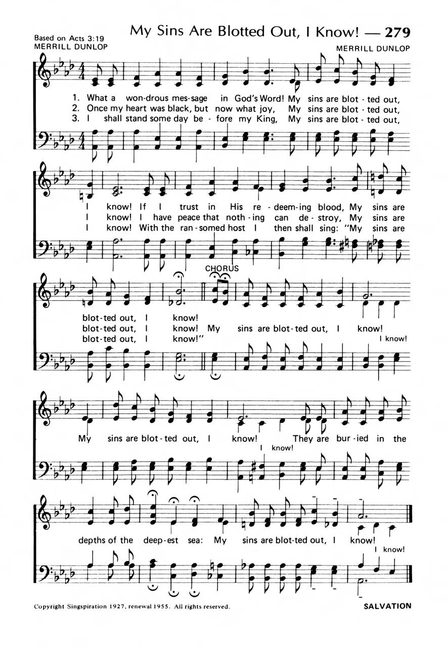 Hymn Sheet for My Sins Are Blotted Out, I Know!