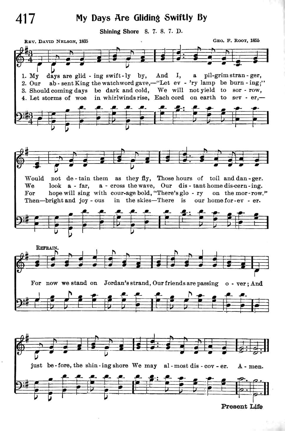 Hymn Sheet for The Shining Shore (My Days Are Gliding Swiftly By)