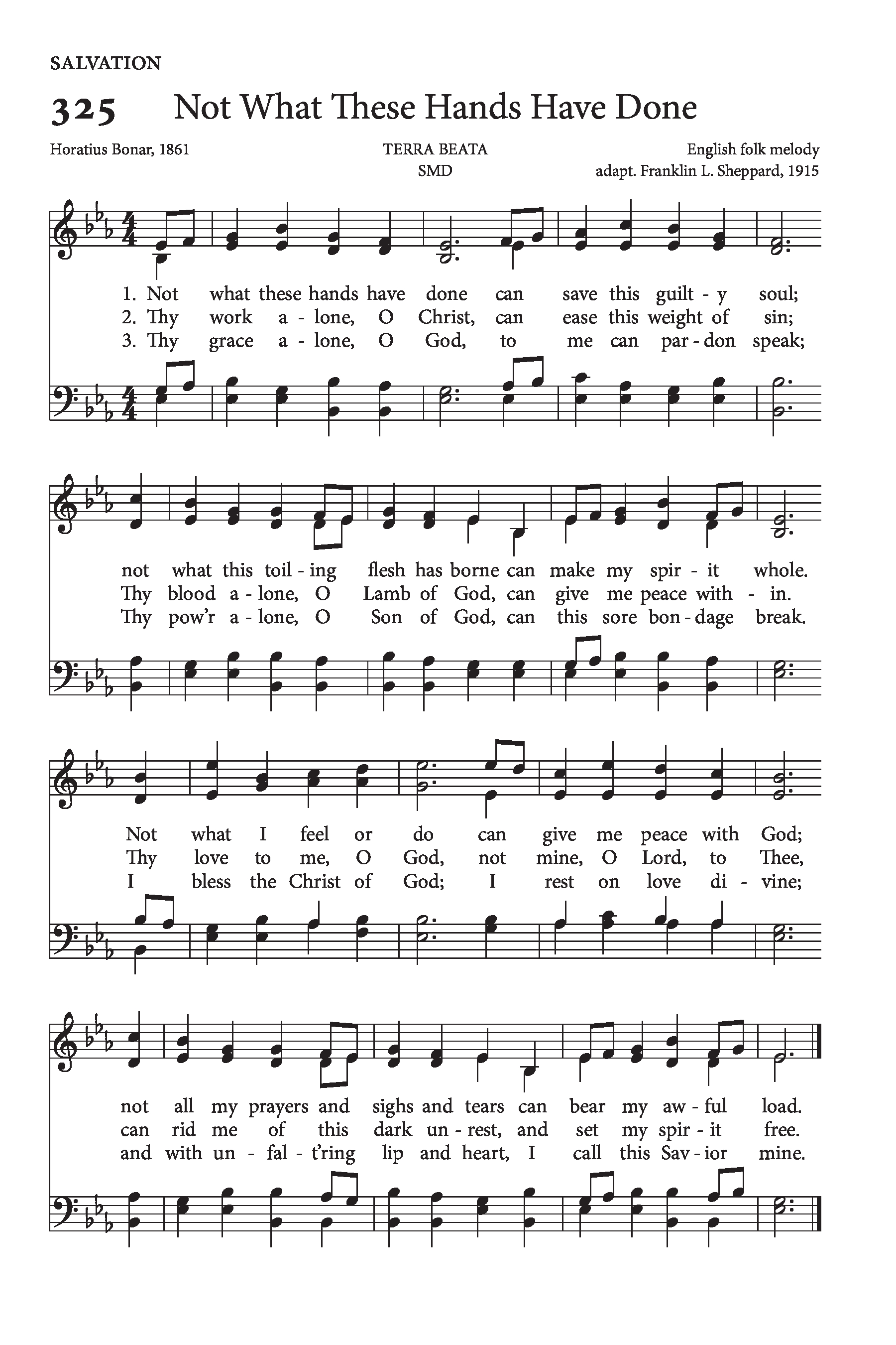 Hymn Sheet for Not What These Hands Have Done