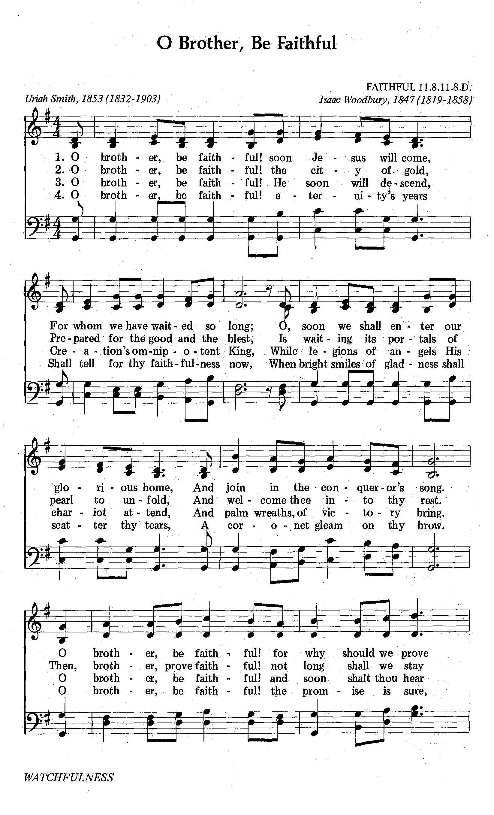 Hymn Sheet for O Brother, Be Faithful