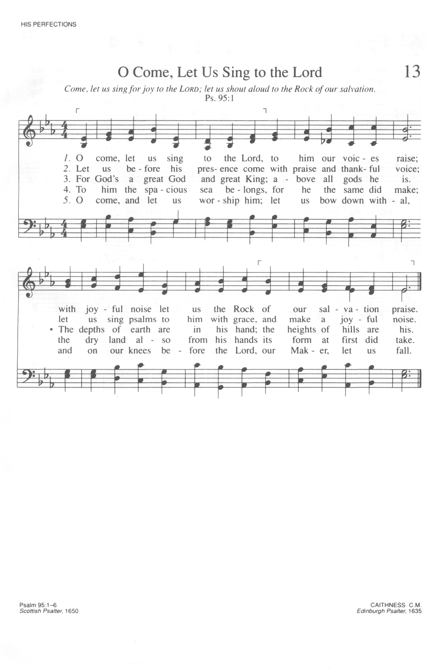Hymn Sheet for O Come, Let Us Sing to the Lord