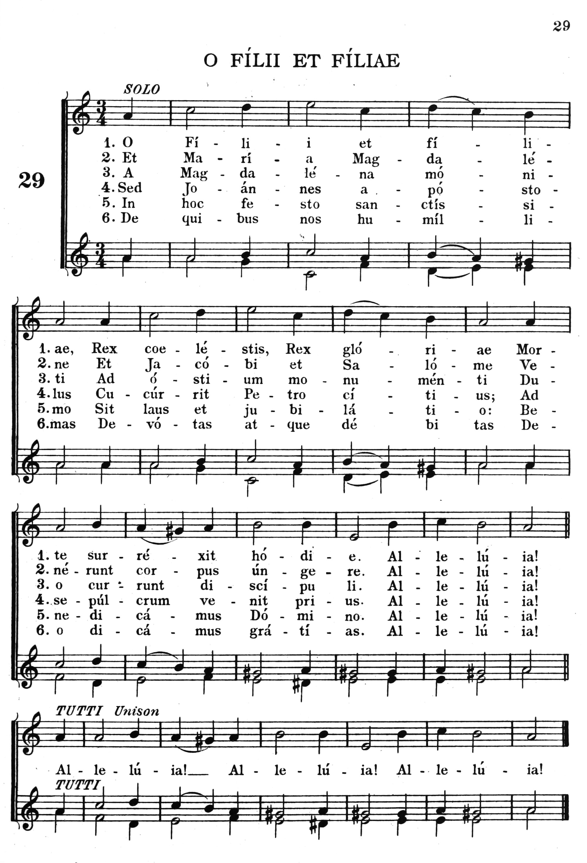 Hymn Sheet for O Filii et Filiae (O Sons and Daughters, Let Us Sing!)