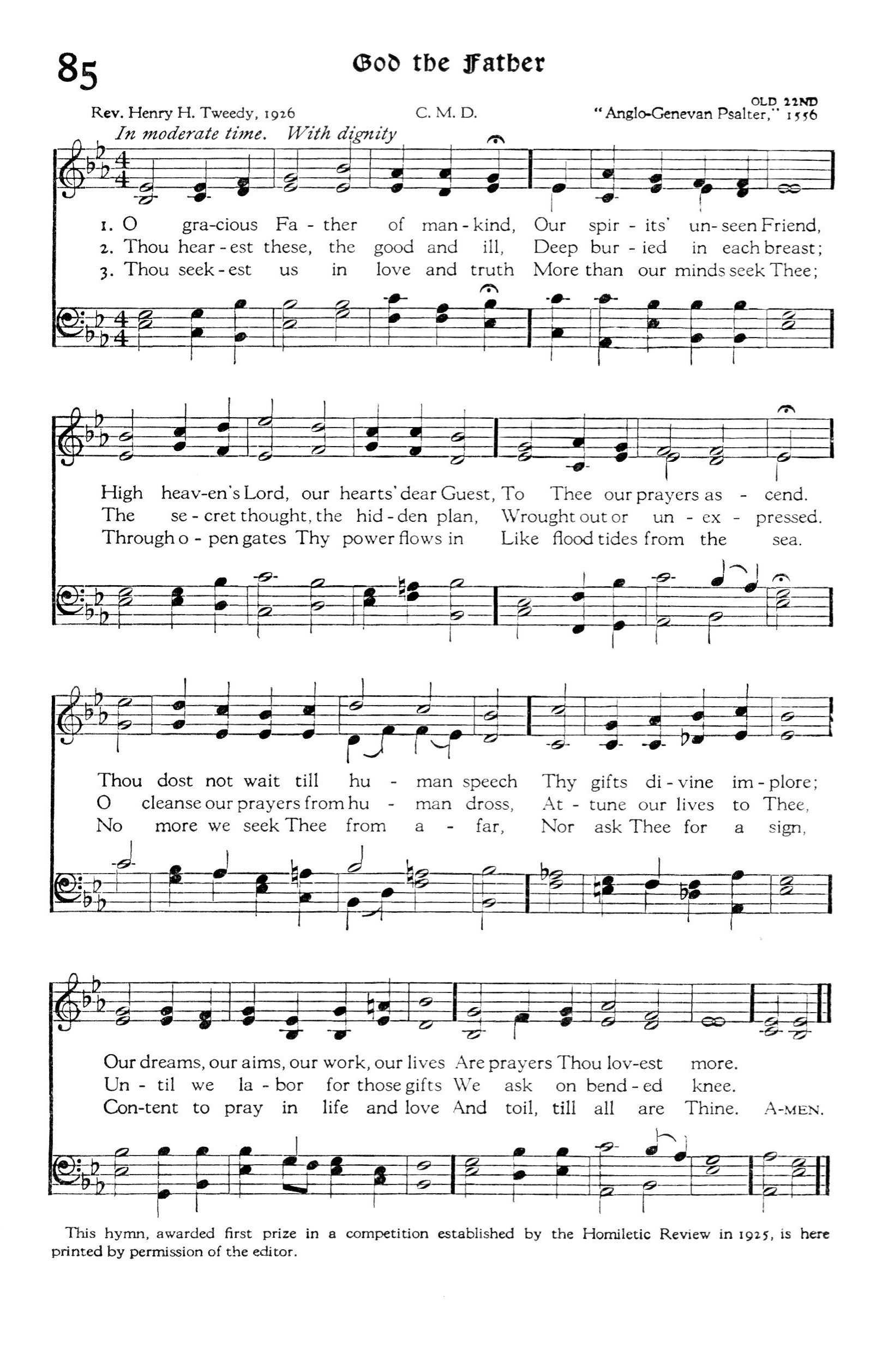 Hymn Sheet for O Gracious Father of Mankind