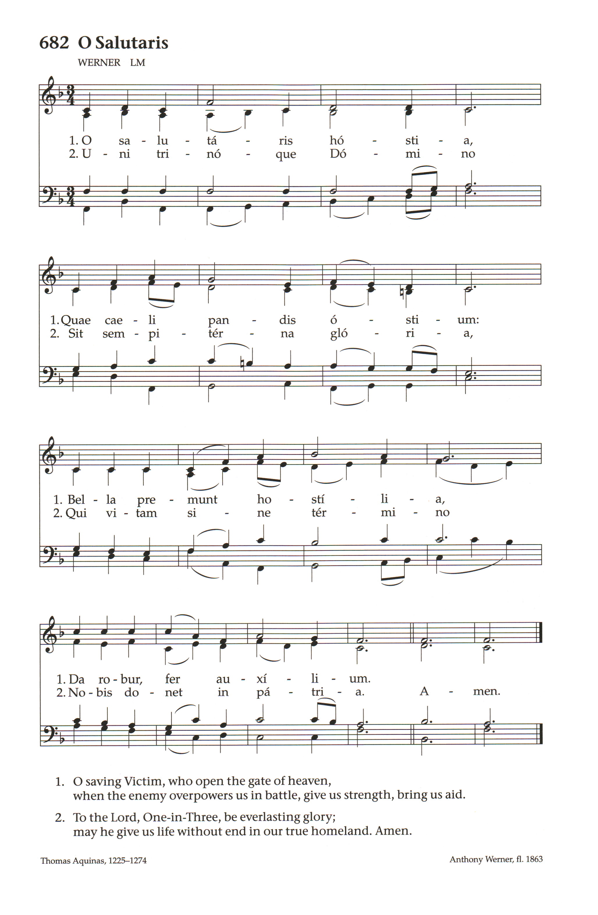 Hymn Sheet for O Salutaris Hostia