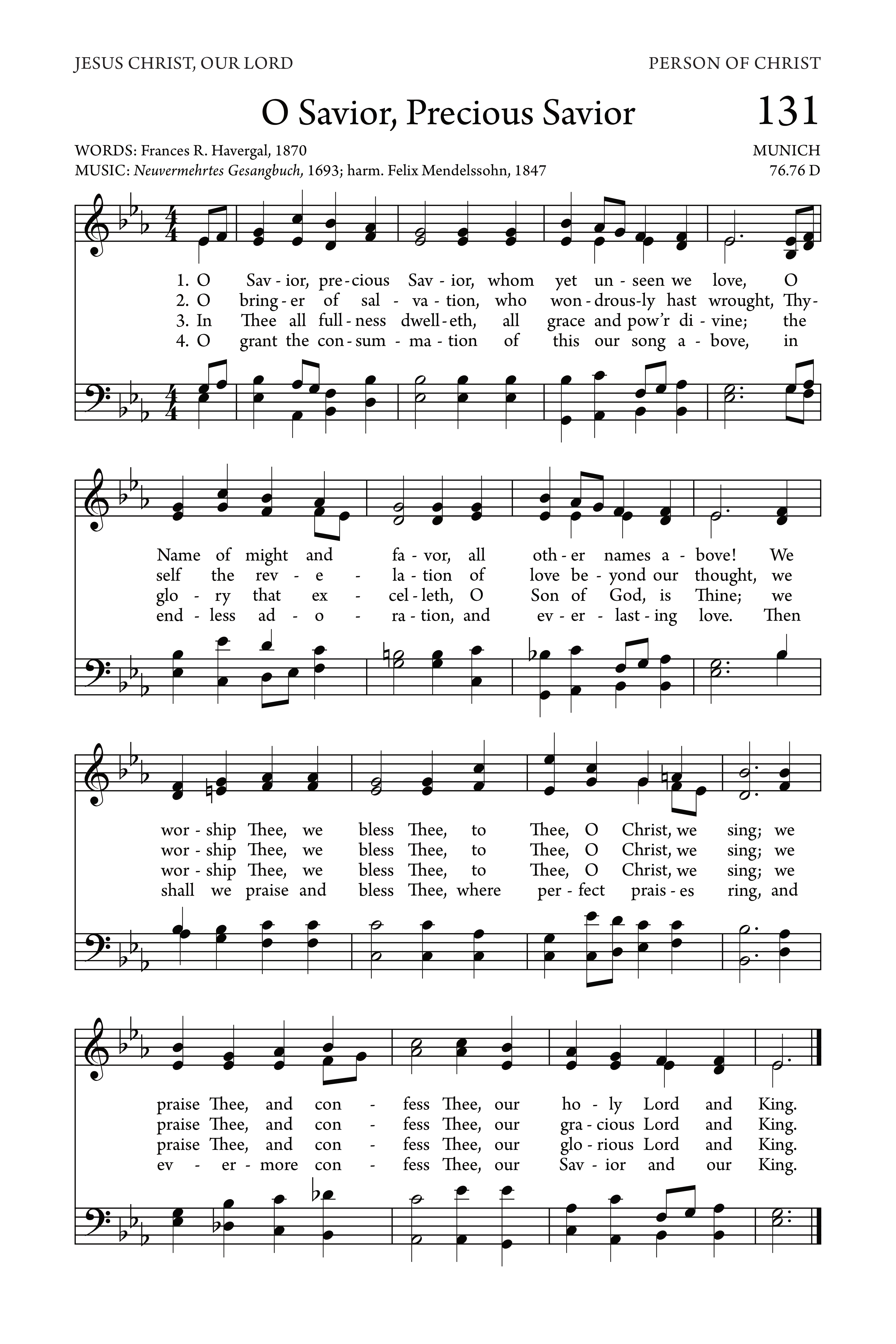 Hymn Sheet for O Savior, Precious Savior
