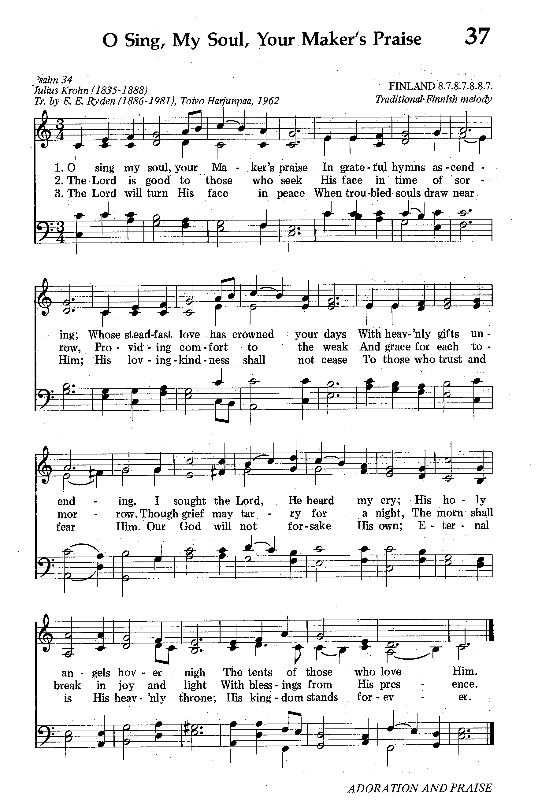 Hymn Sheet for O Sing, My Soul, Your Maker's Praise