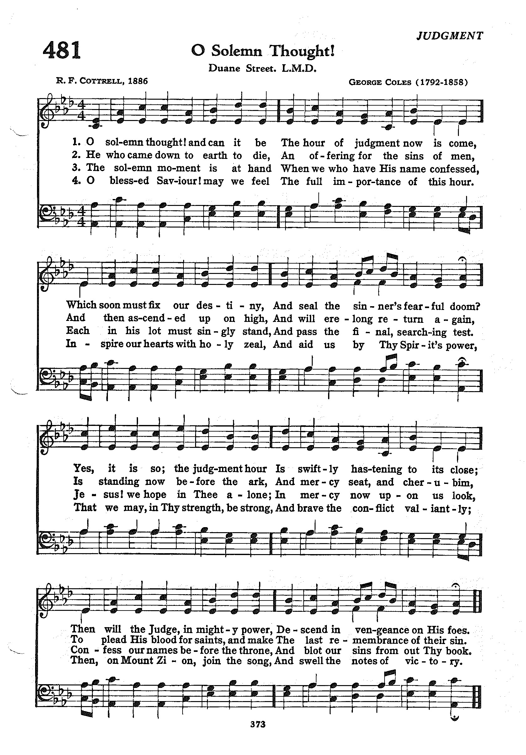 Hymn Sheet for O Solemn Thought