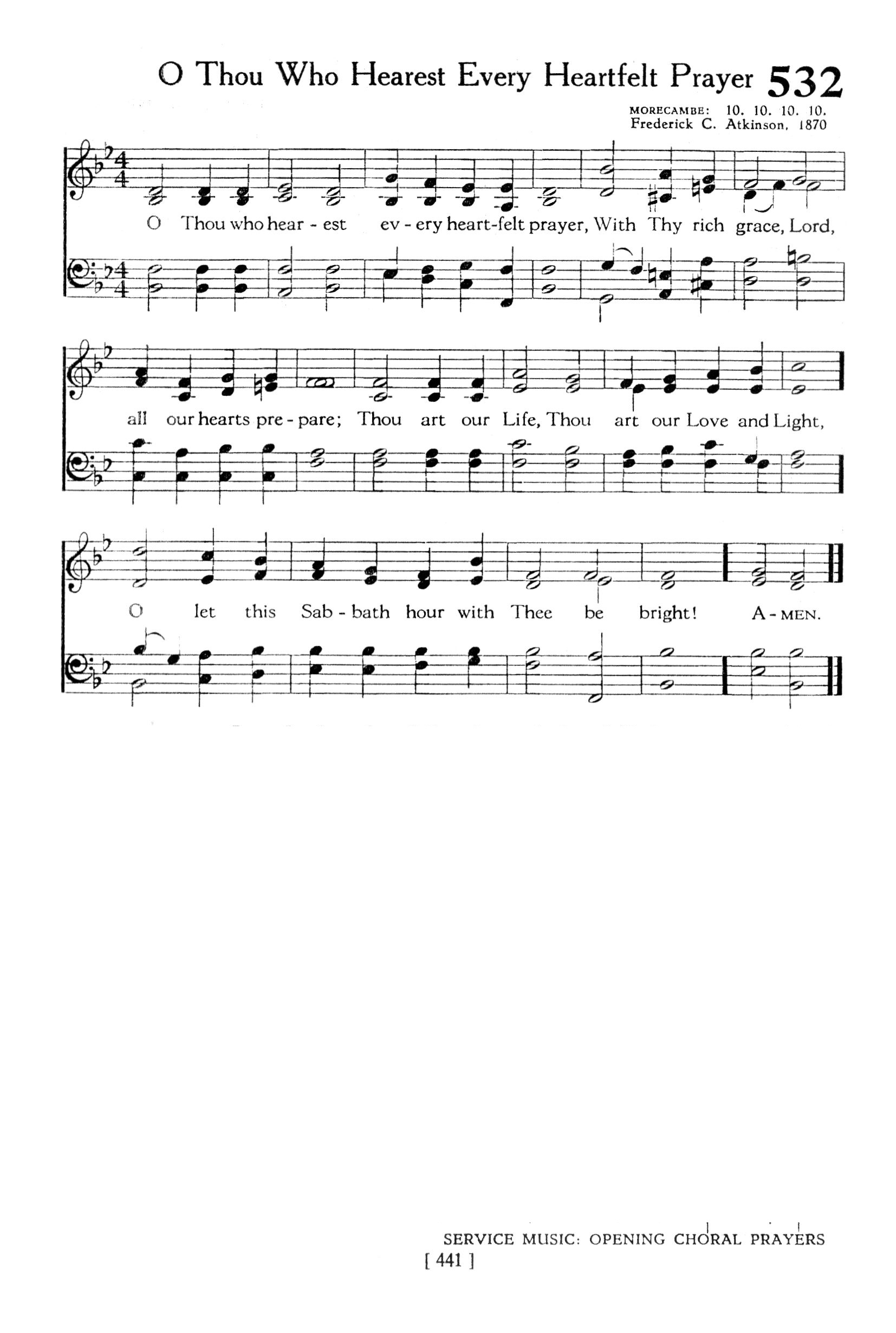 Hymn Sheet for O Thou Who Hearest