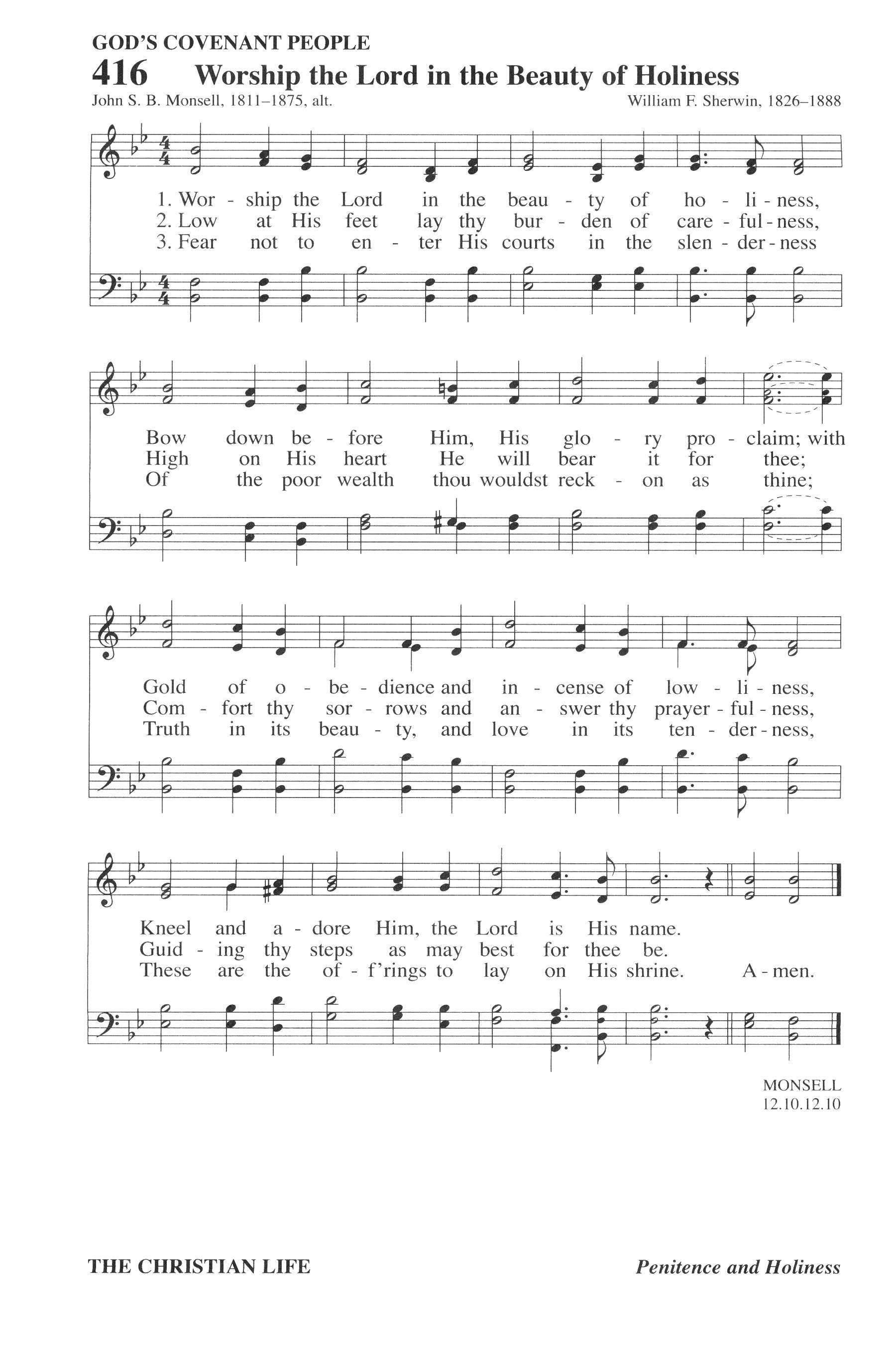 Hymn Sheet for O Worship the Lord