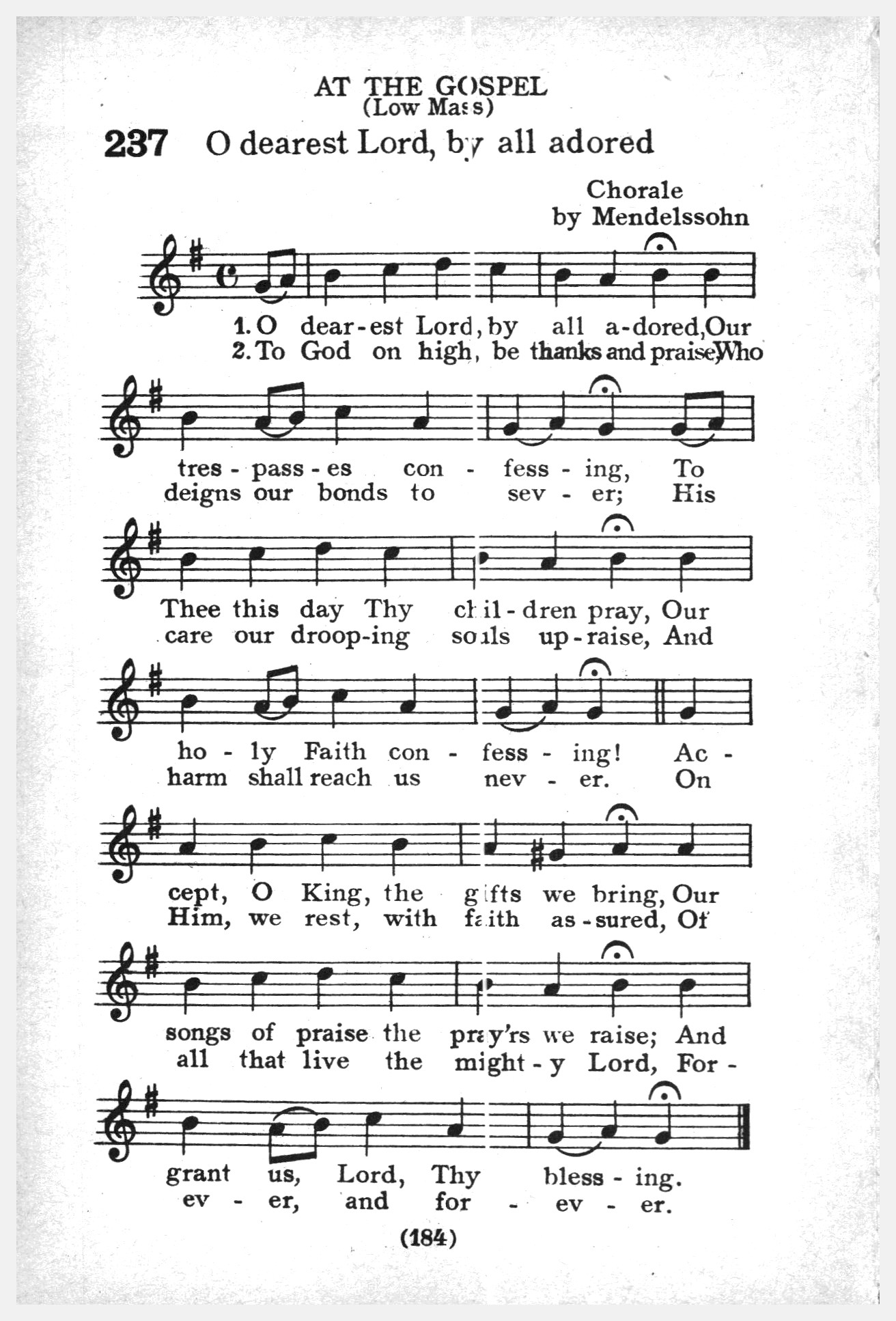 Hymn Sheet for O Dearest Lord by All Adored