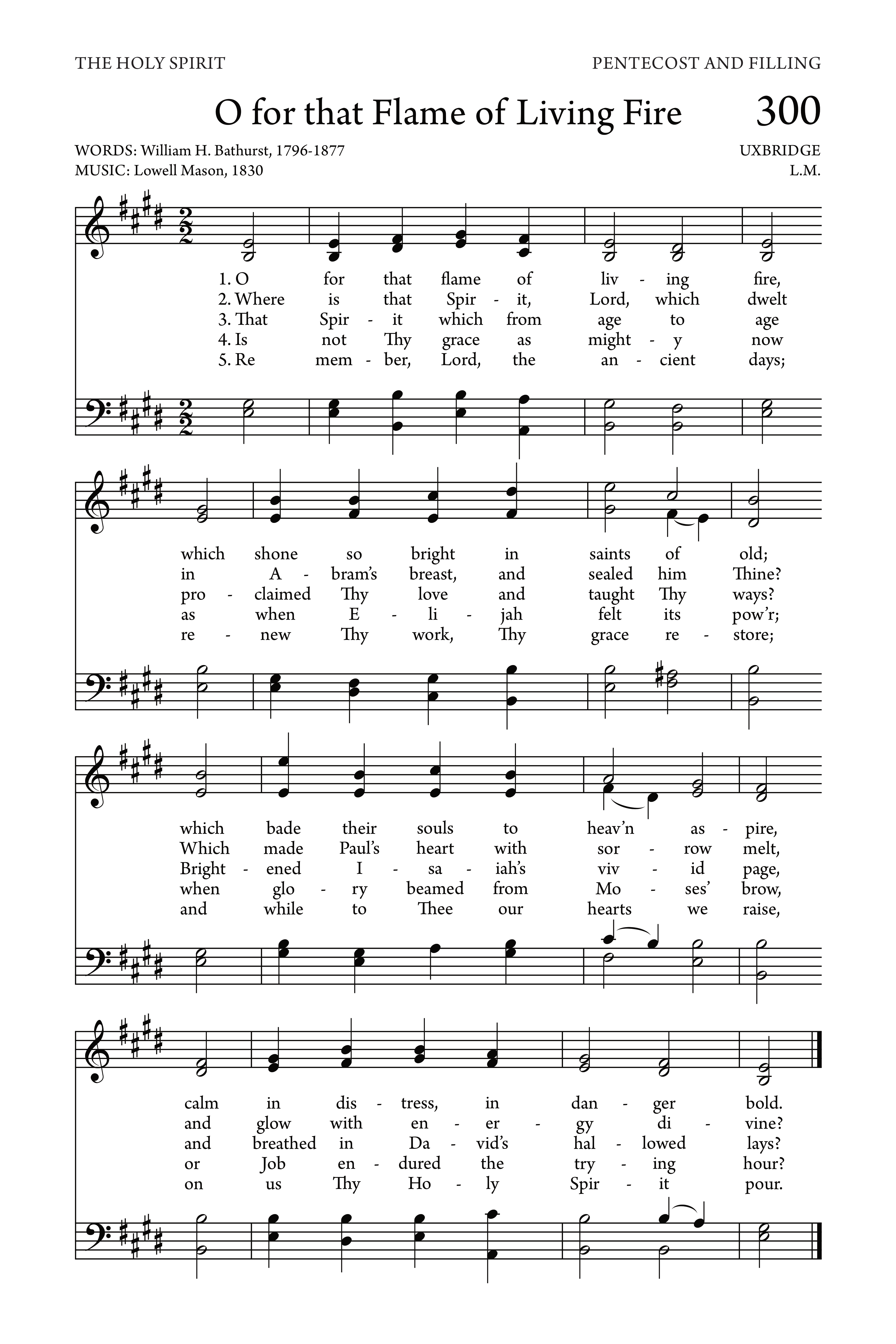 Hymn Sheet for O for That Flame of Living Fire