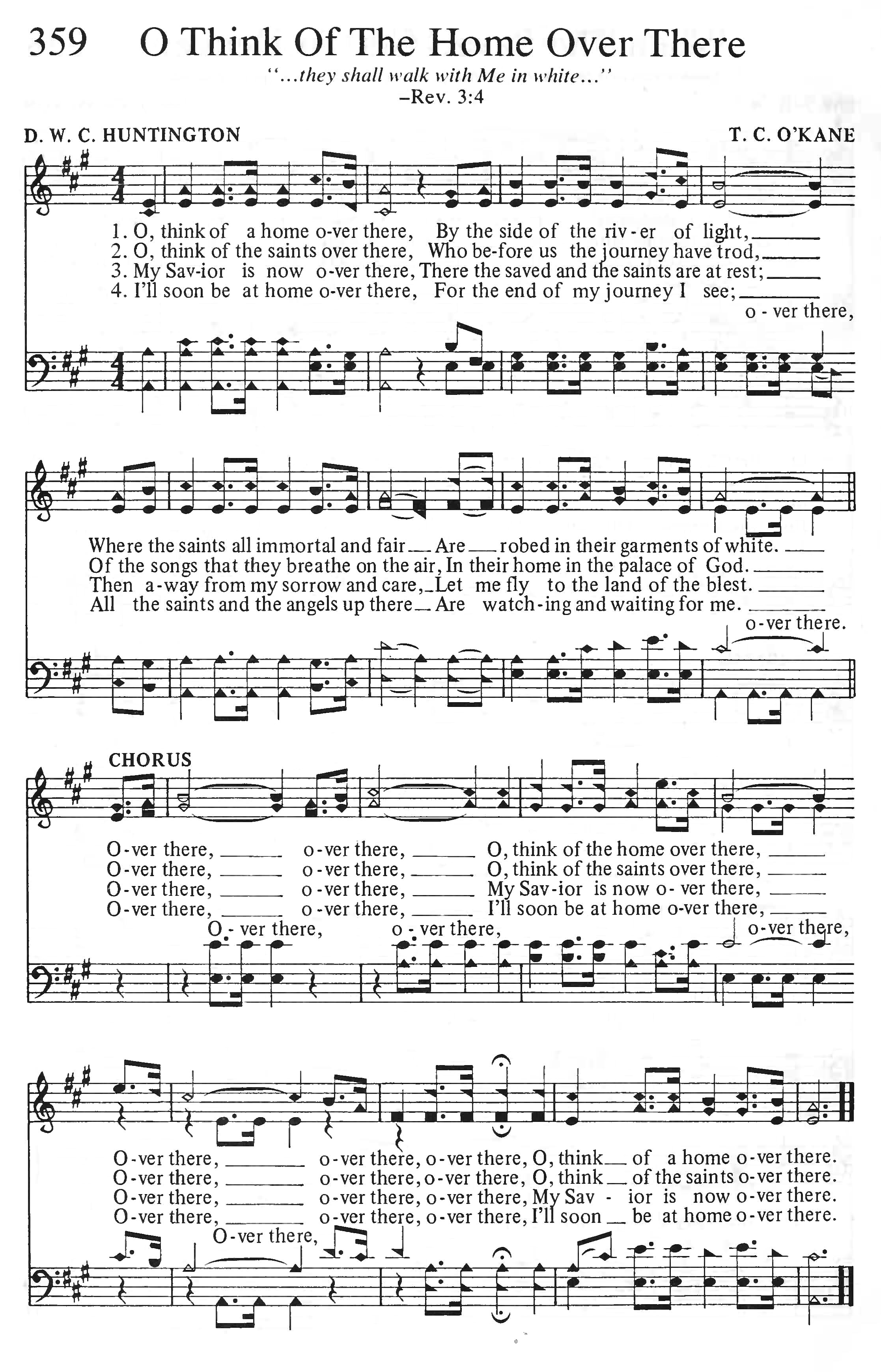 Hymn Sheet for O Think of the Home Over There