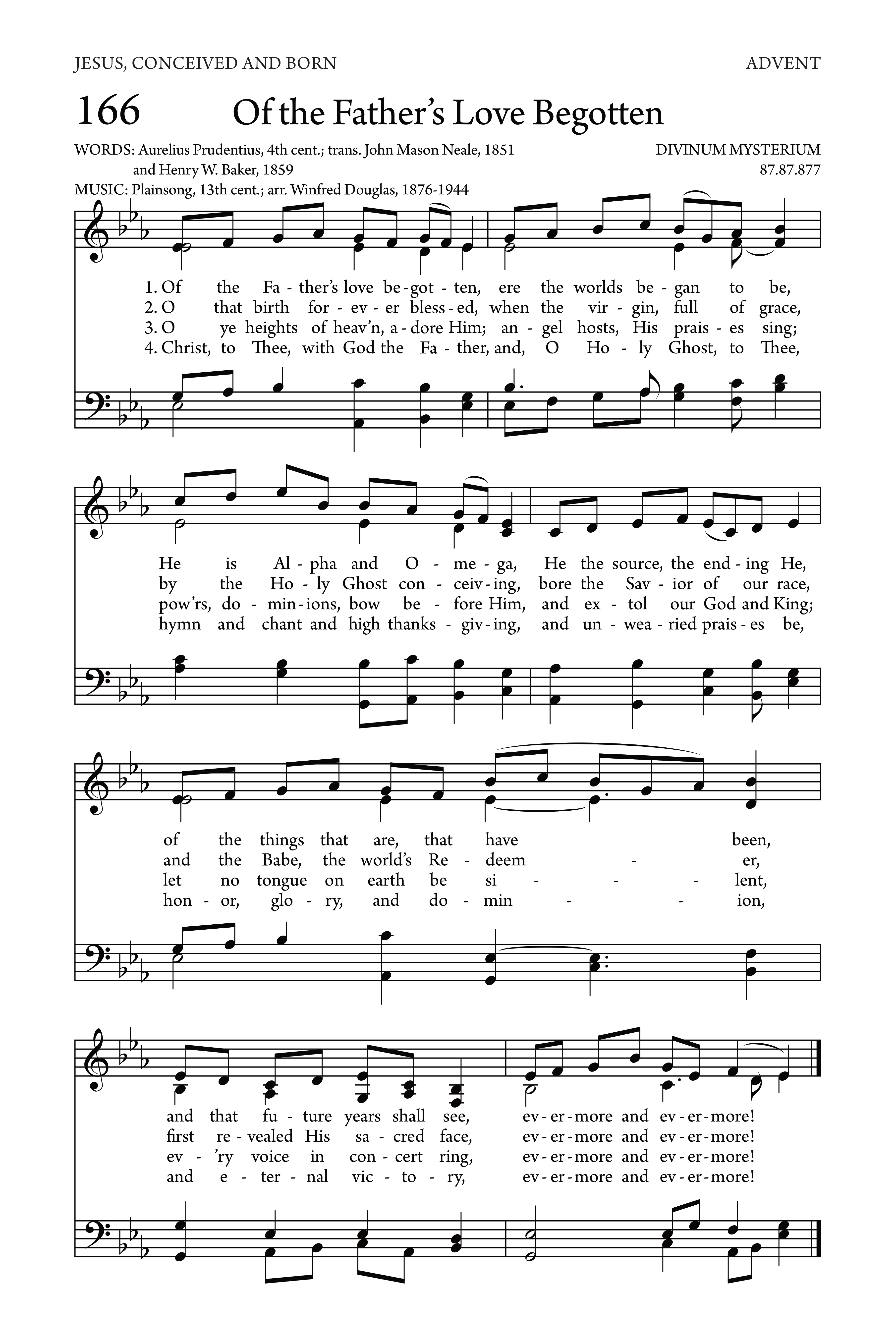 Hymn Sheet for Of the Father's Heart Begotten