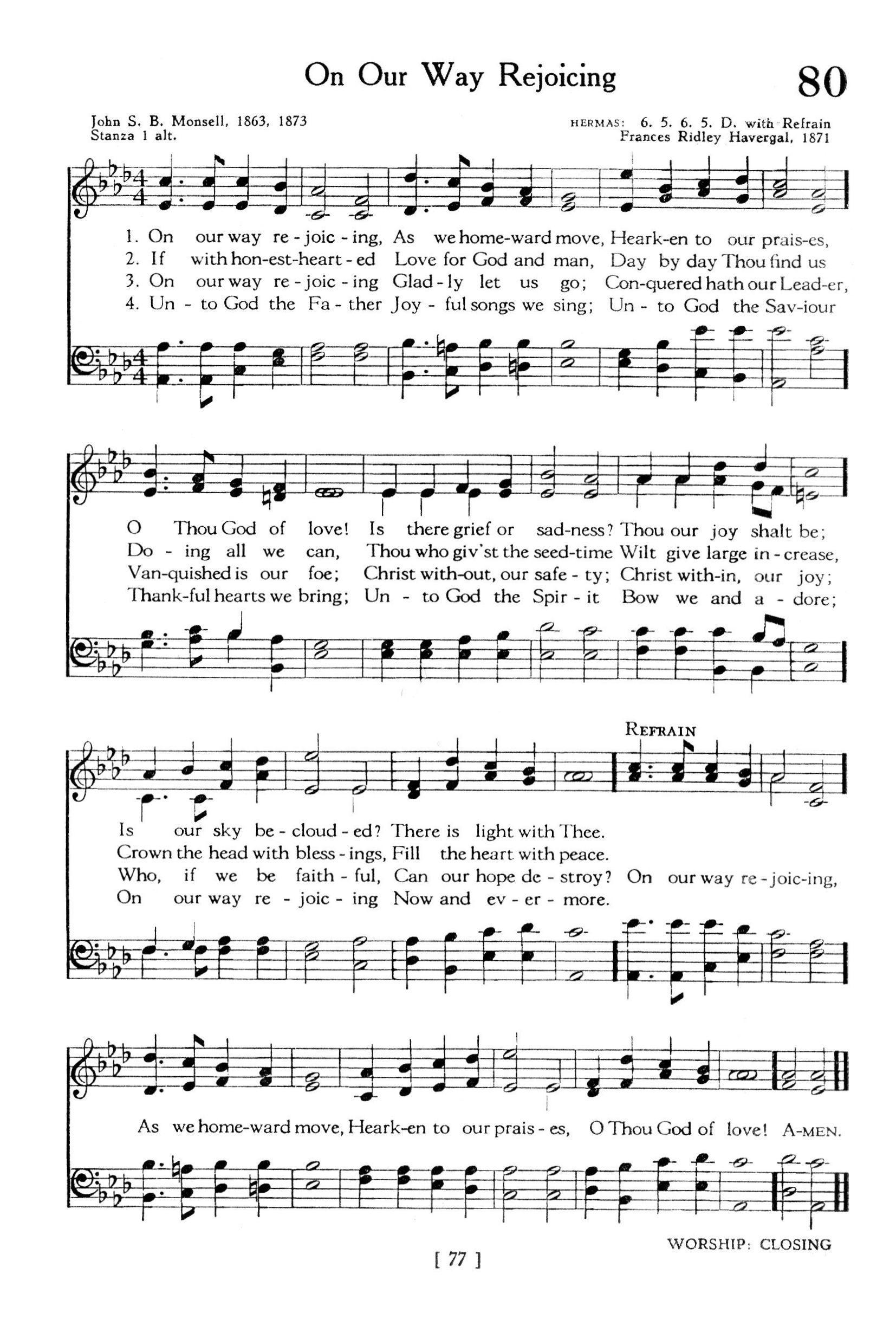Hymn Sheet for On Our Way Rejoicing