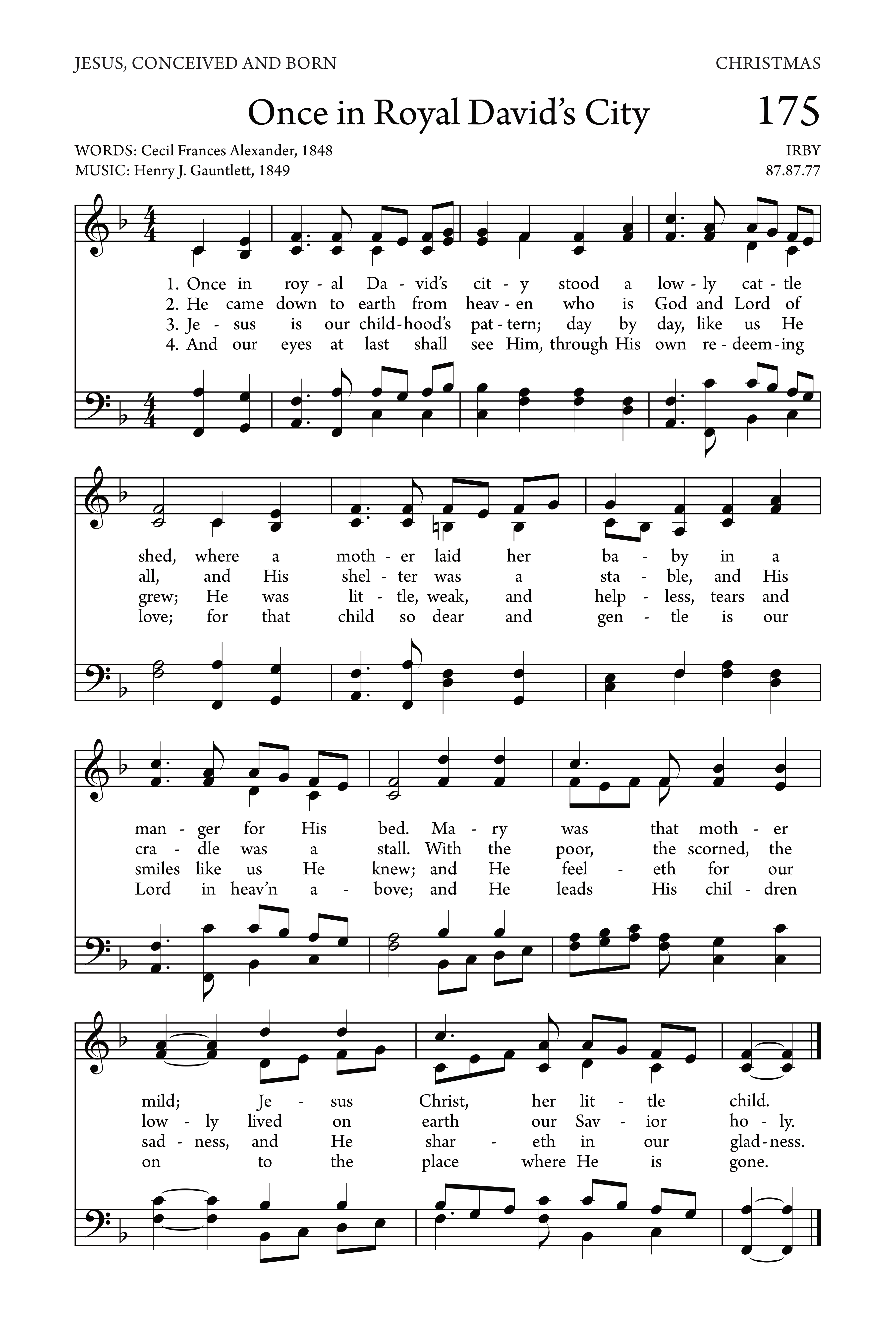 Hymn Sheet for Once in Royal David's City