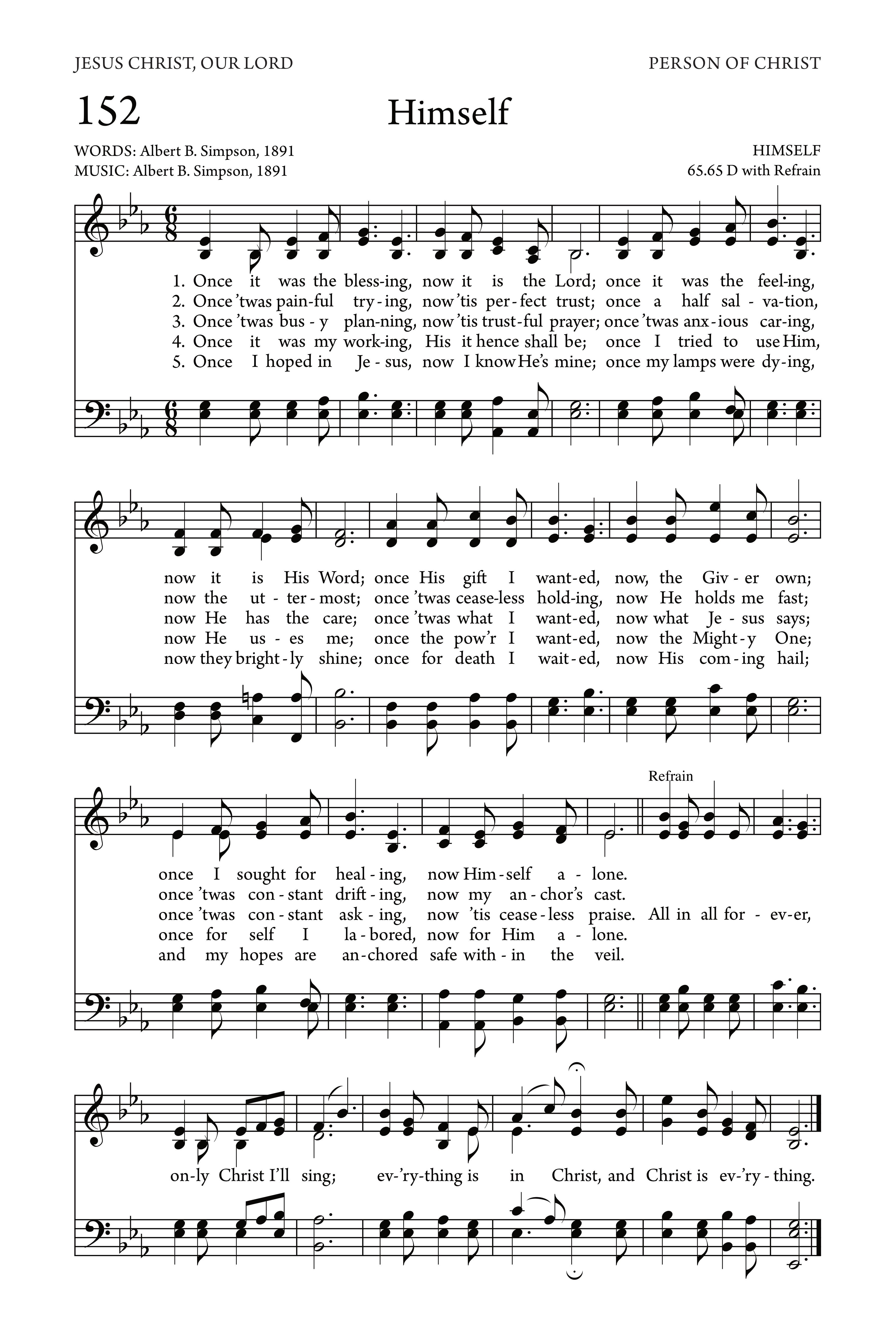 Hymn Sheet for Once It Was the Blessing (Himself)