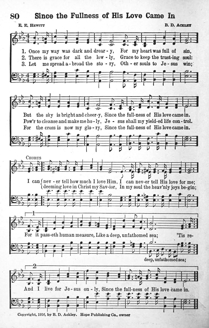 Hymn Sheet for Once My Way Was Dark And Dreary