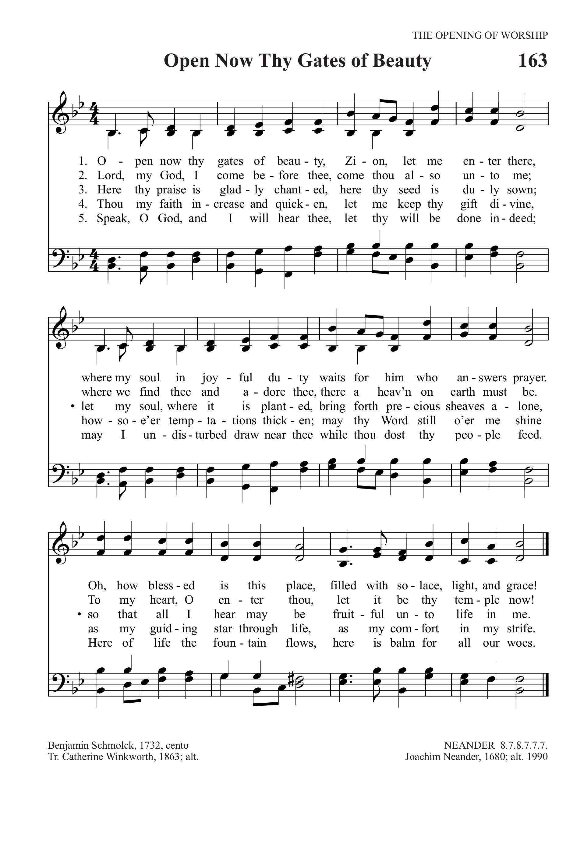 Hymn Sheet for Open Now Thy Gates of Beauty