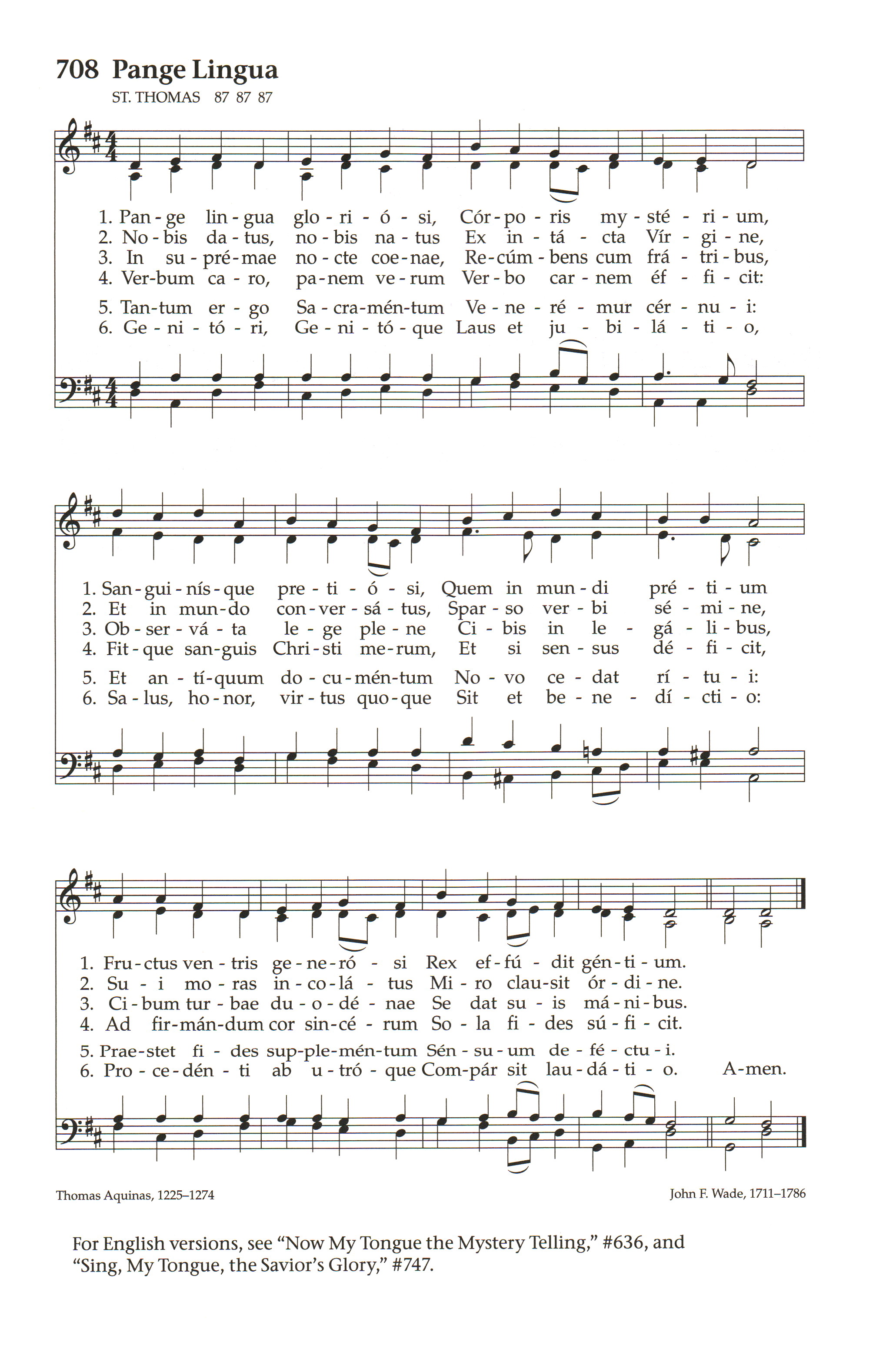 Hymn Sheet for Pange, Lingua Gloriosi
