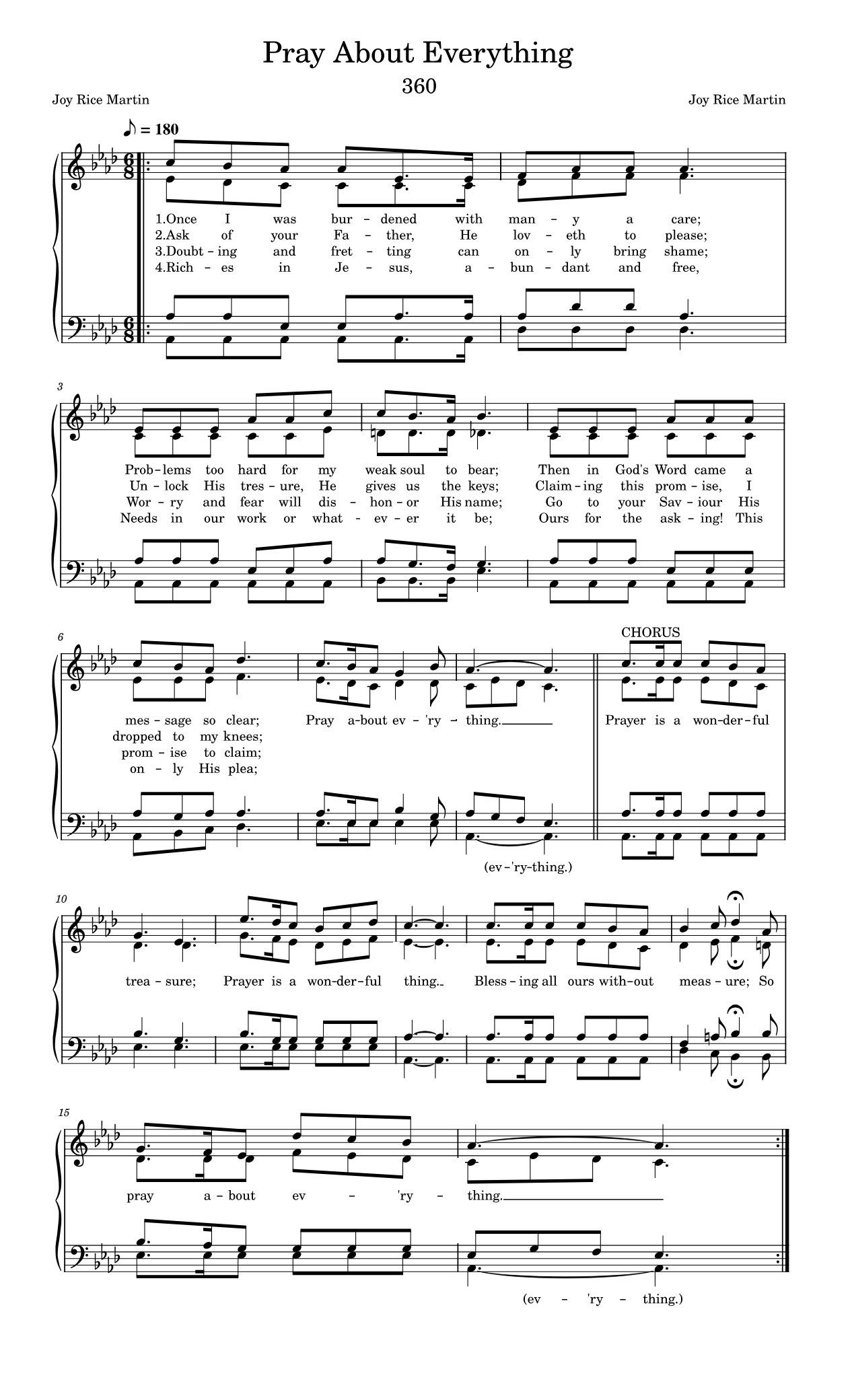 Hymn Sheet for Pray About Everything