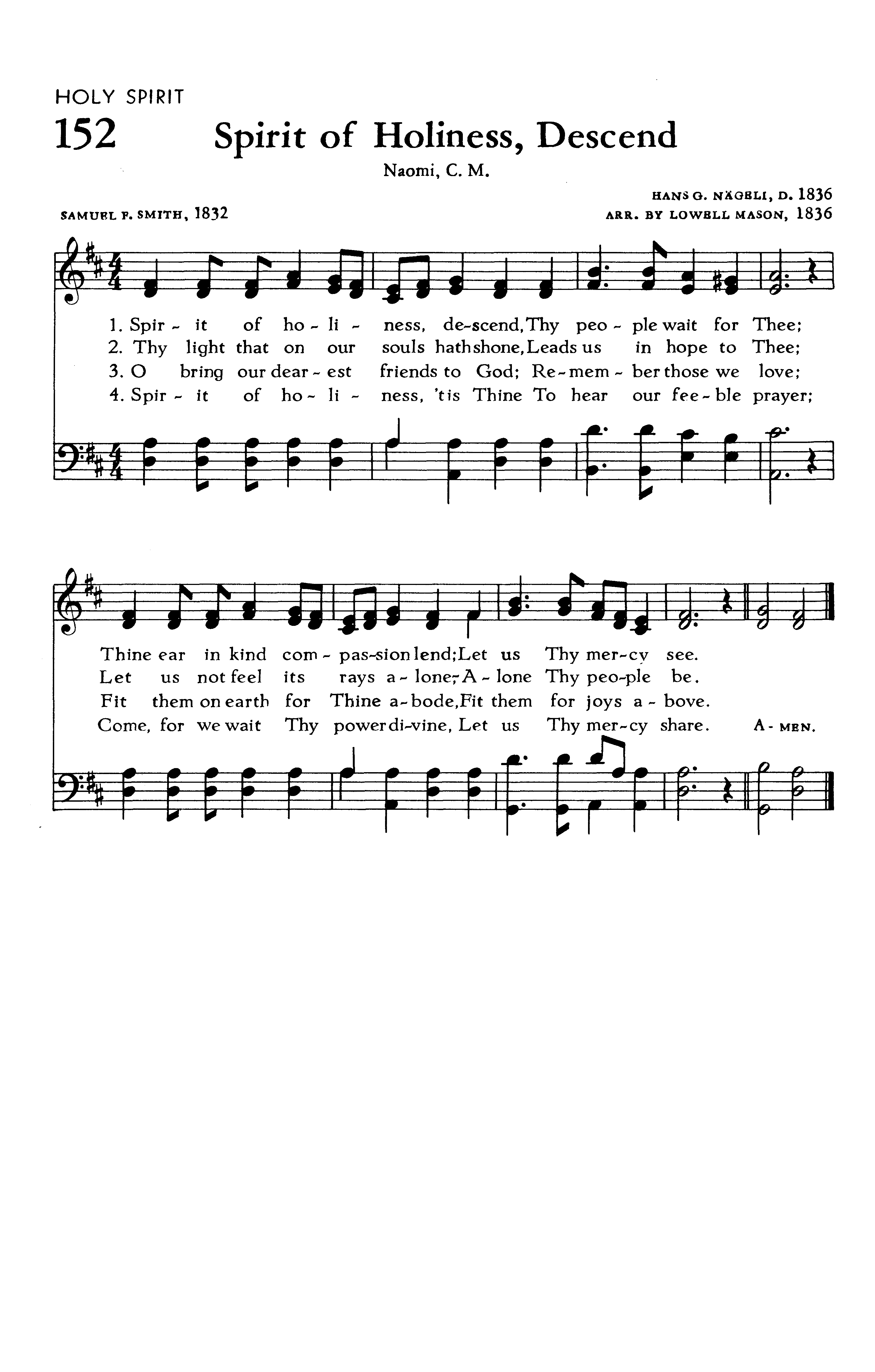 Hymn Sheet for Spirit of Holiness, Descend