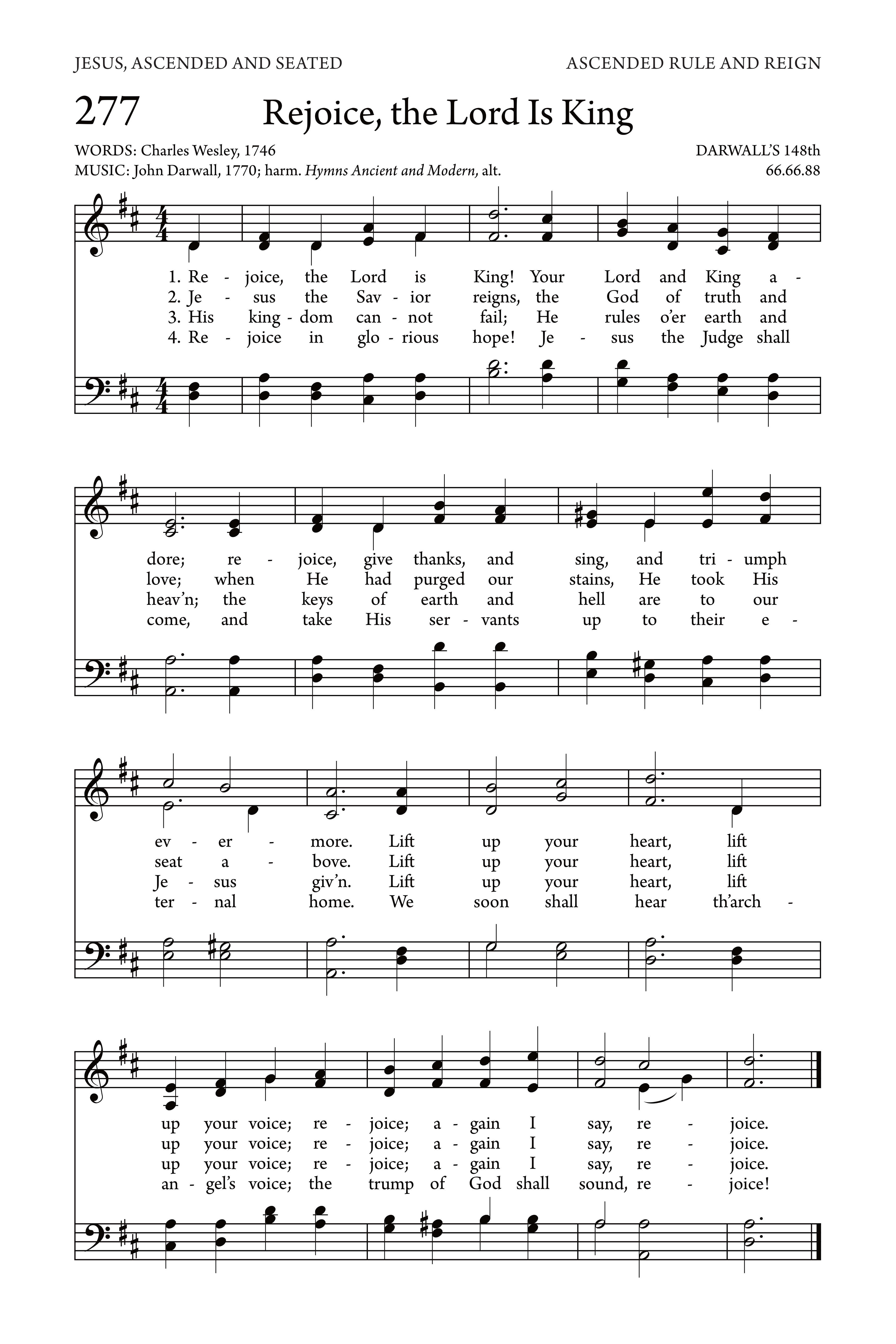Hymn Sheet for Rejoice, the Lord is King!