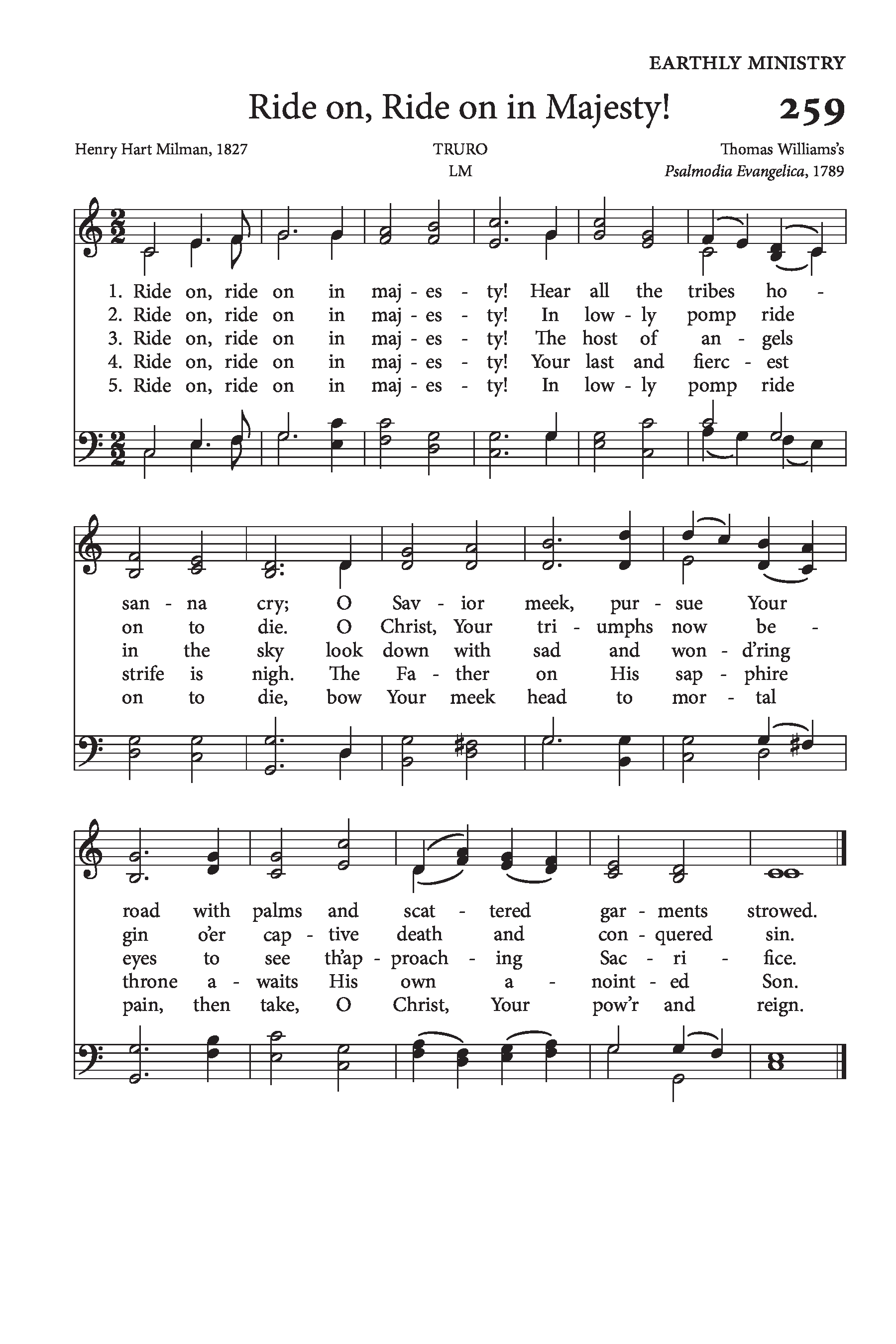 Hymn Sheet for Ride On, Ride On In Majesty