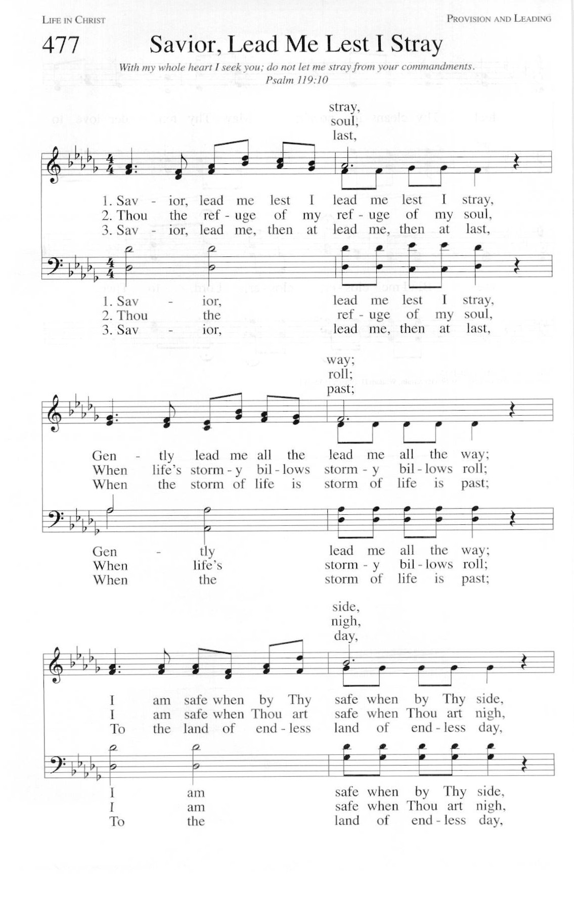 Hymn Sheet for Saviour, Lead Me, Lest I Stray