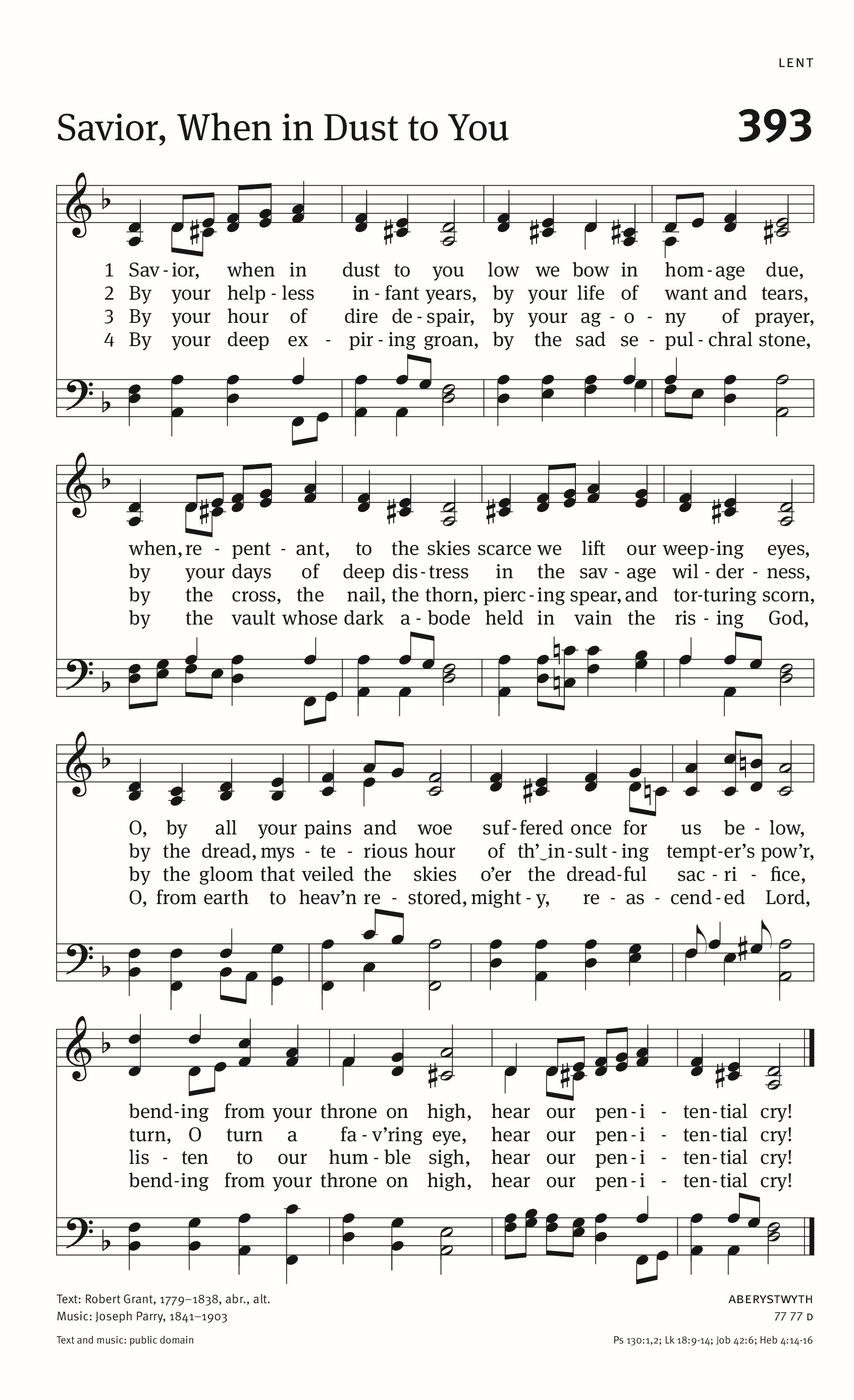 Hymn Sheet for Saviour, When in Dust to Thee
