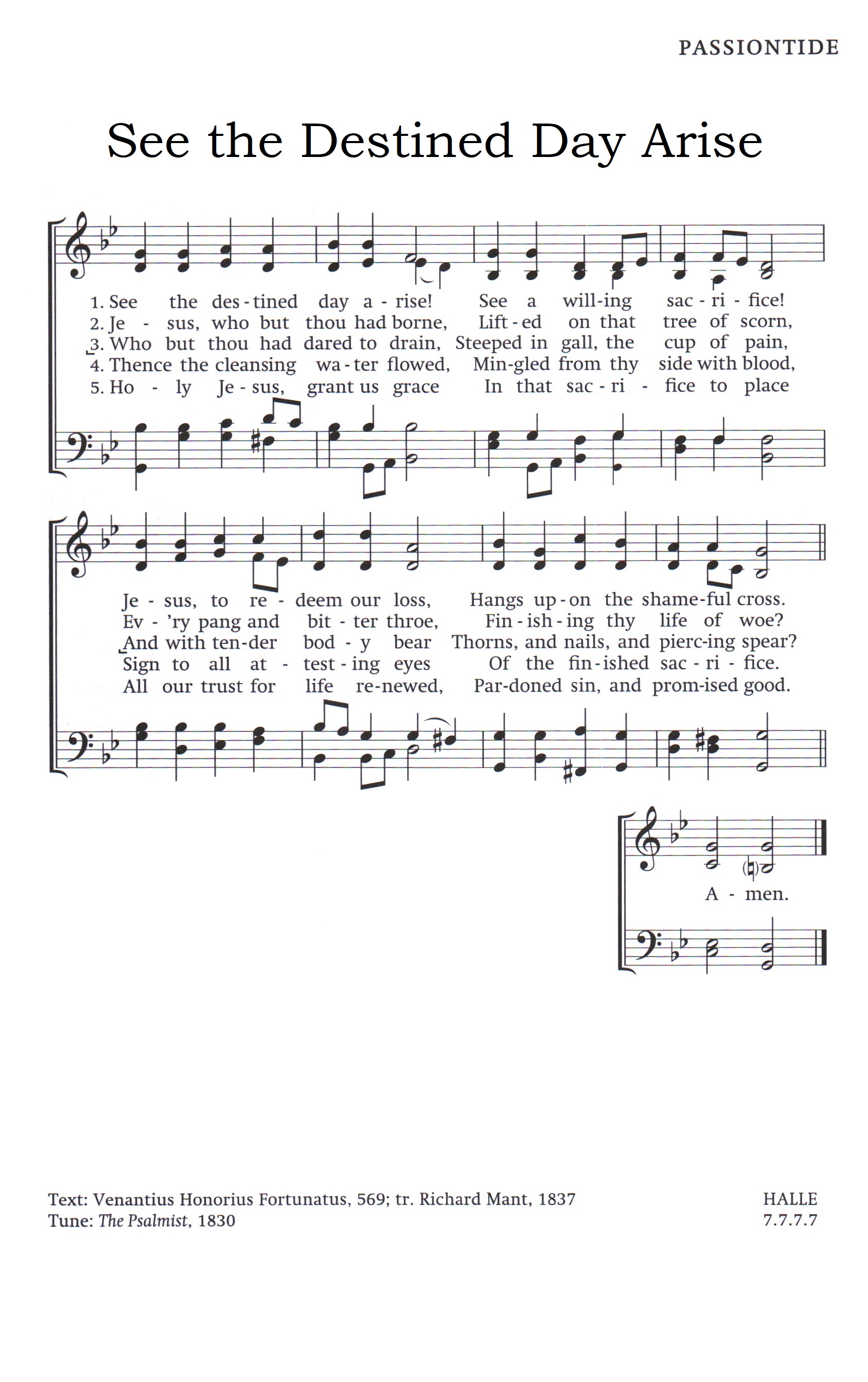 Hymn Sheet for See the Destined Day Arise