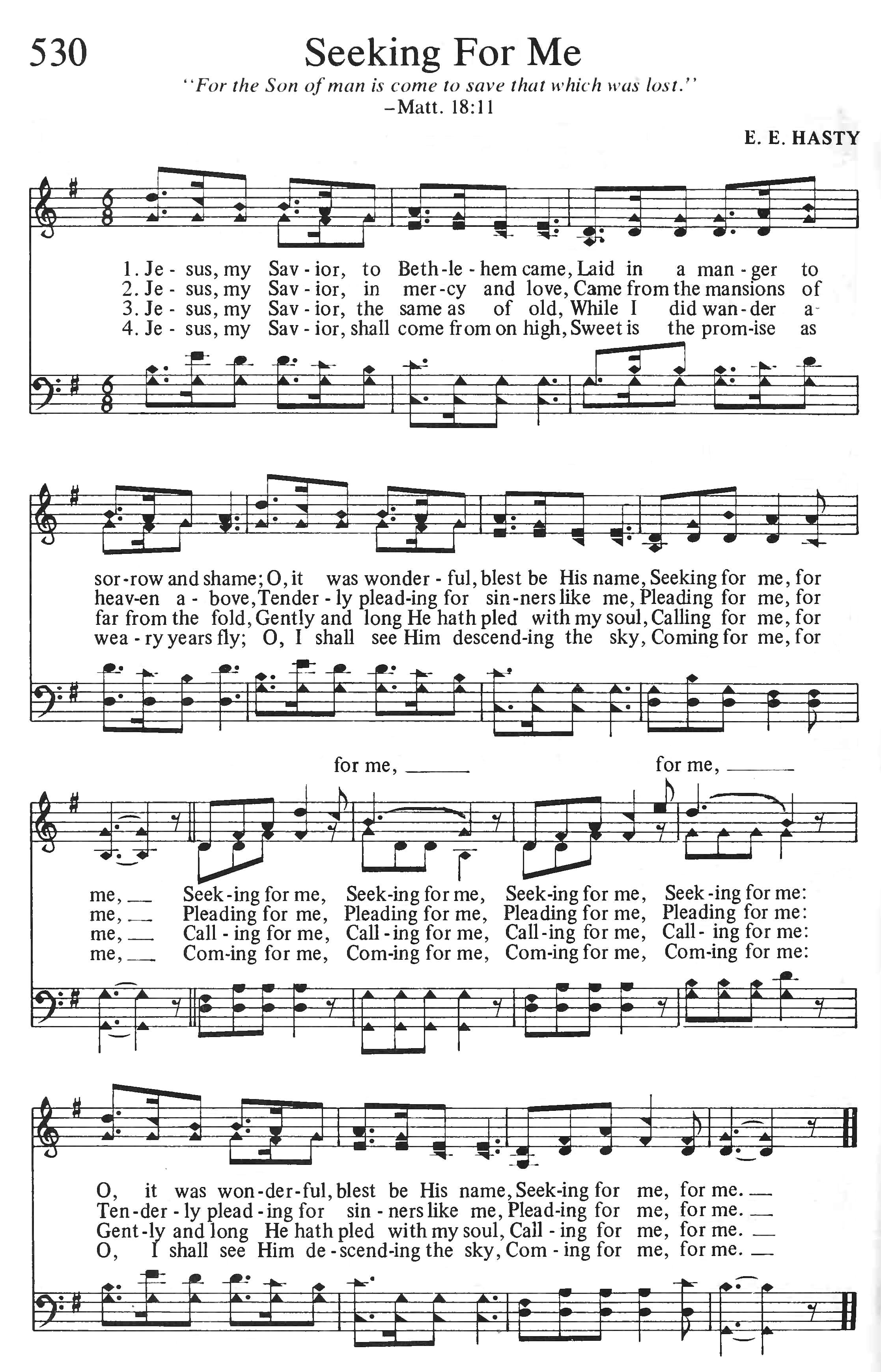 Hymn Sheet for Seeking for Me