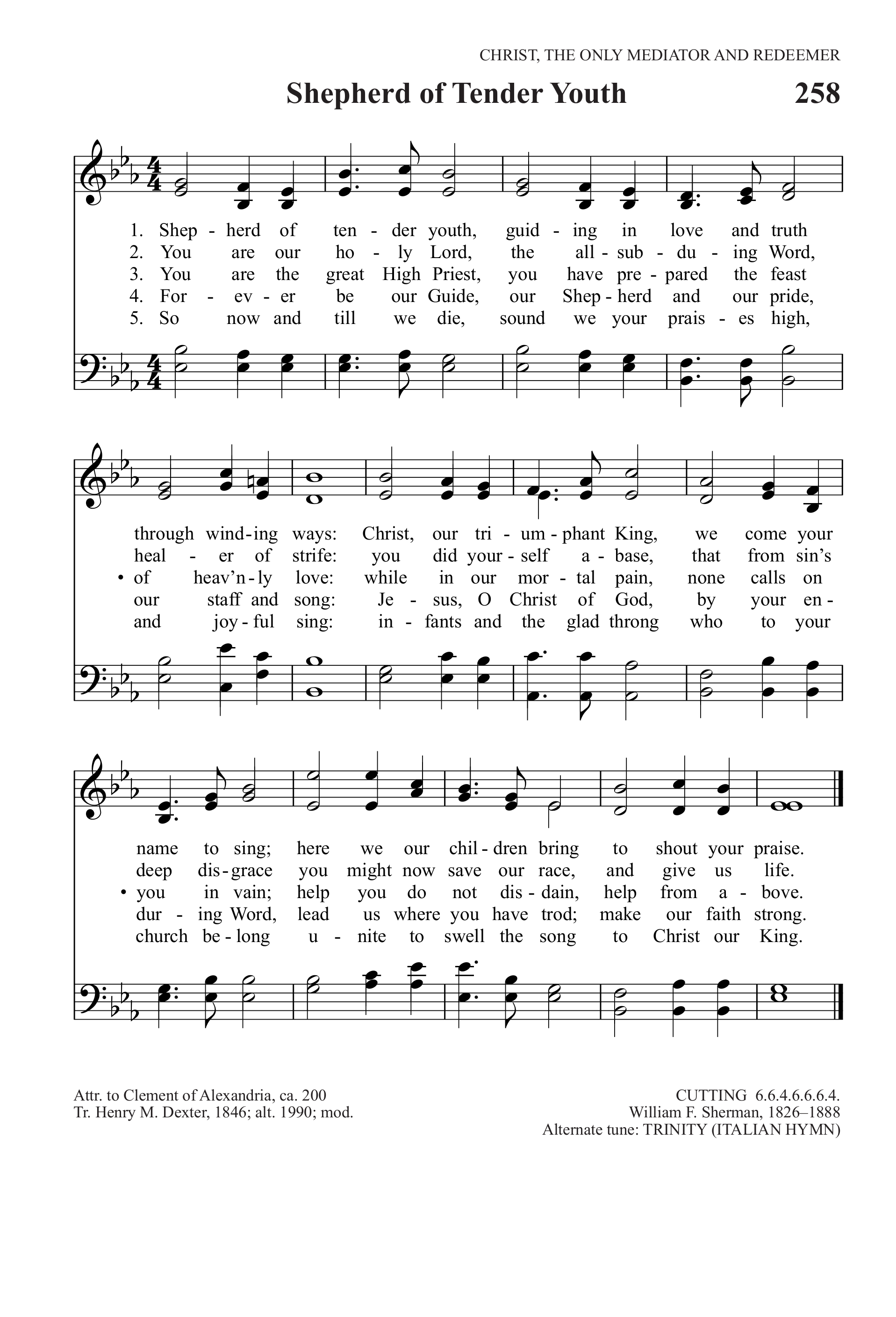 Hymn Sheet for Shepherd of Tender Youth